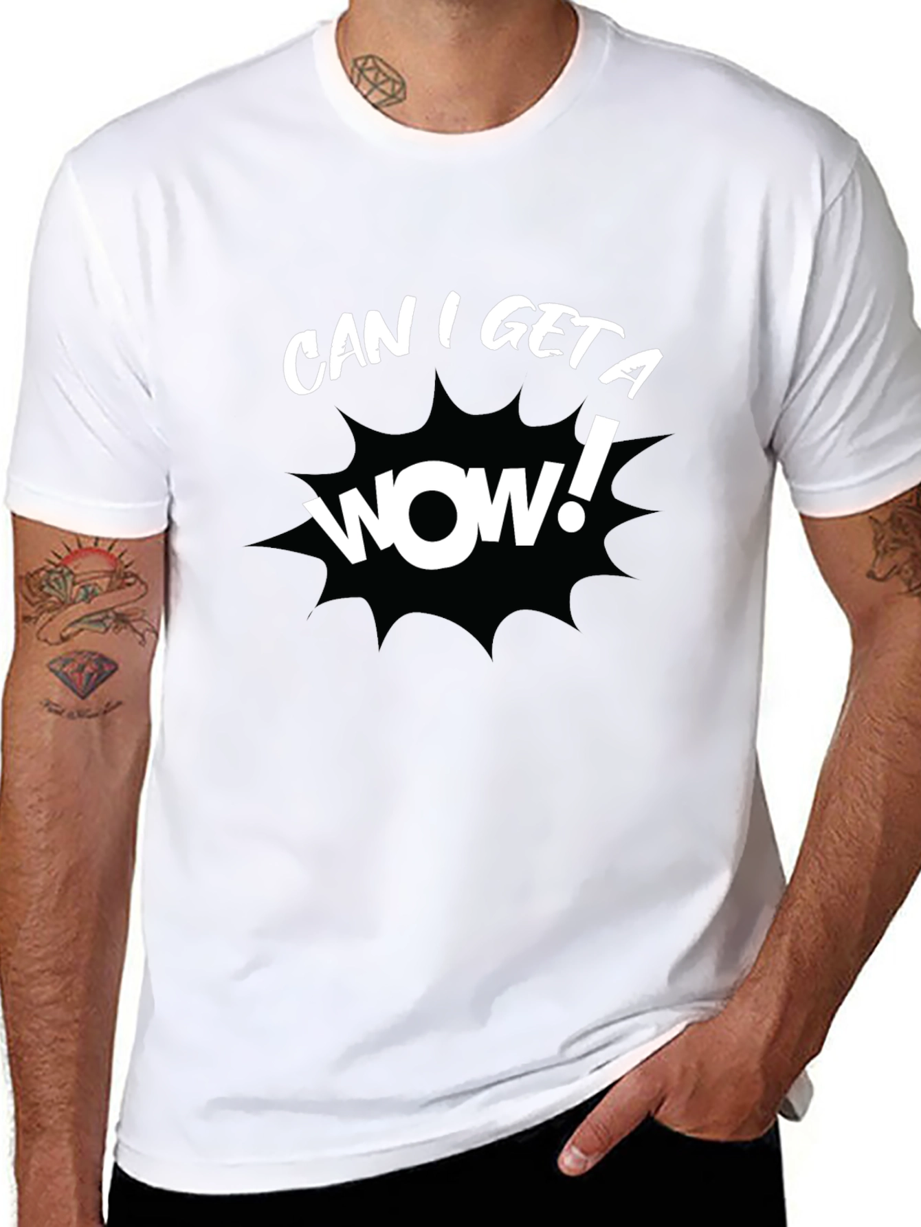 Can I Get a Wow! Black Graphic T-Shirt