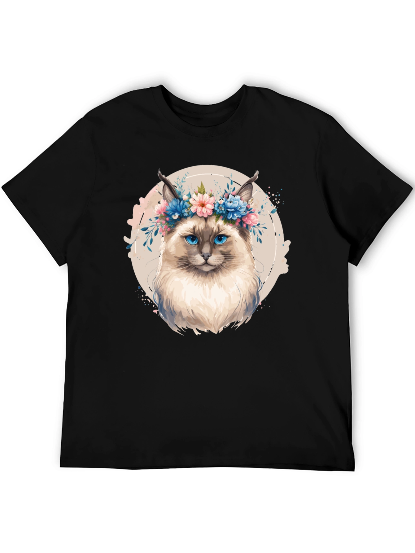 Cat Floral Crown T-Shirt - Unique Graphic Tee