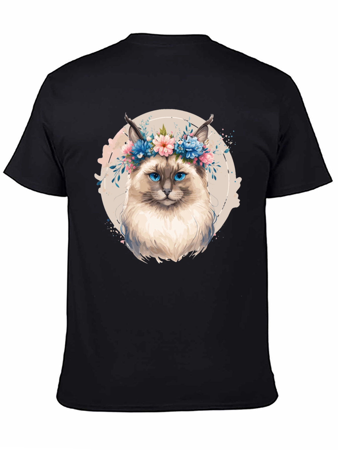 Cat Floral Crown T-Shirt - Unique Graphic Tee