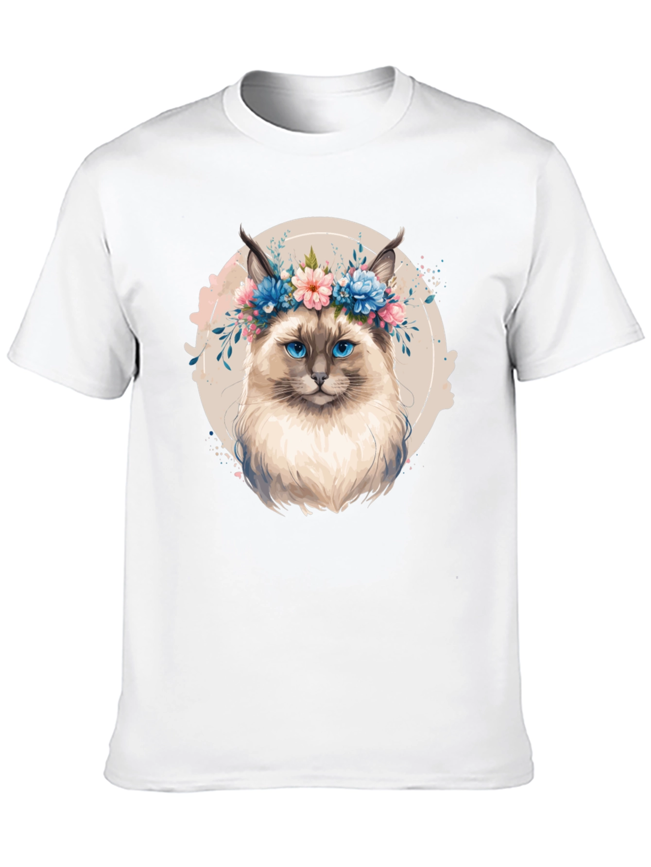 Cat Floral Crown T-Shirt - Unique Graphic Tee