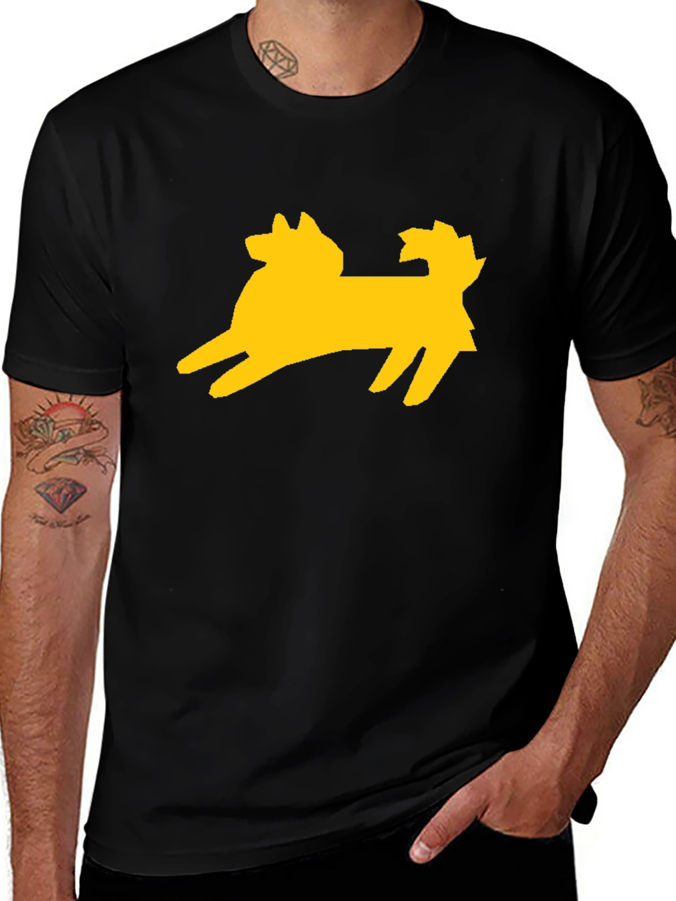 Dog Graphic Tee - Black Cotton Blend