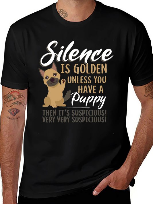 Silence is Golden Puppy Graphic Tee