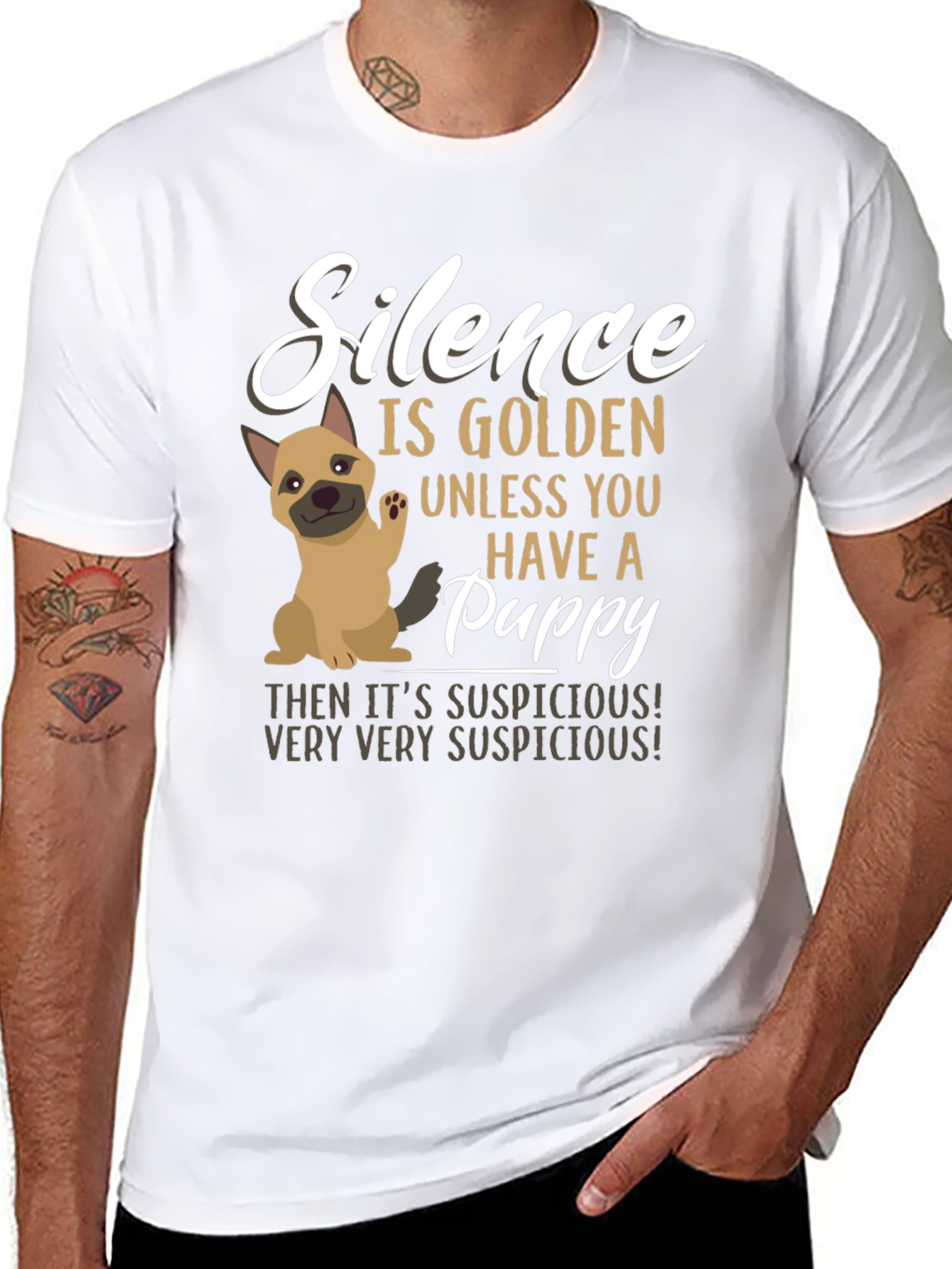 Silence is Golden Puppy Graphic Tee
