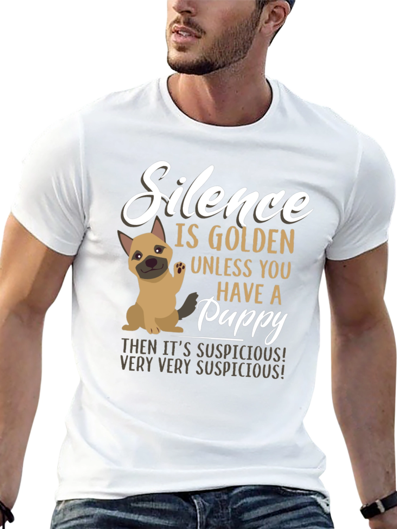 Silence is Golden Puppy Graphic Tee