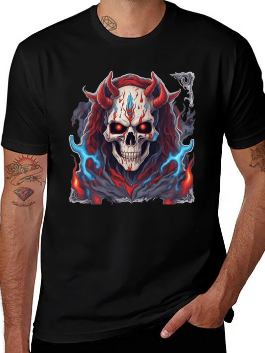 Skull Demon Graphic Tee - Dark Fantasy Style