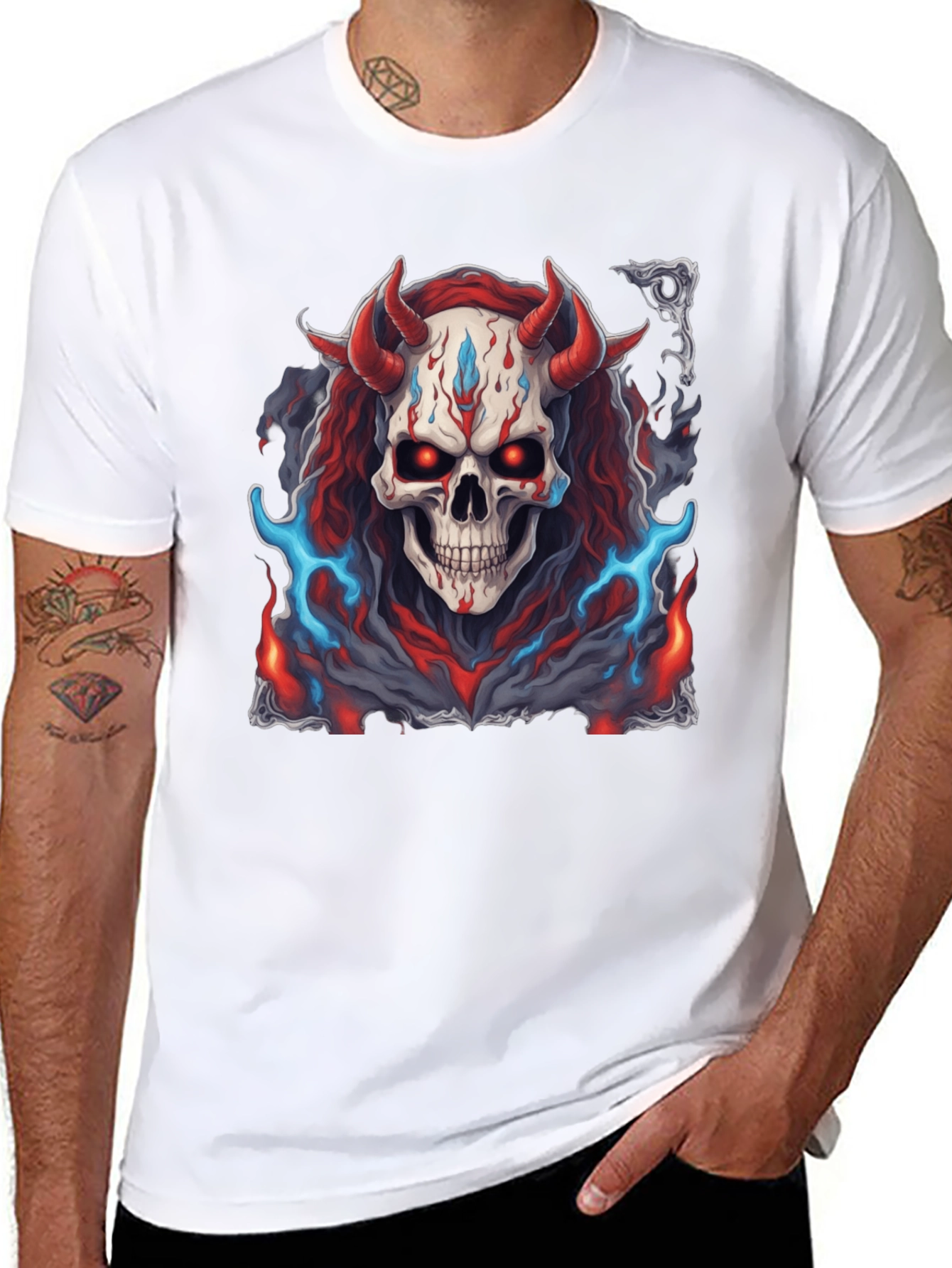 Skull Demon Graphic Tee - Dark Fantasy Style