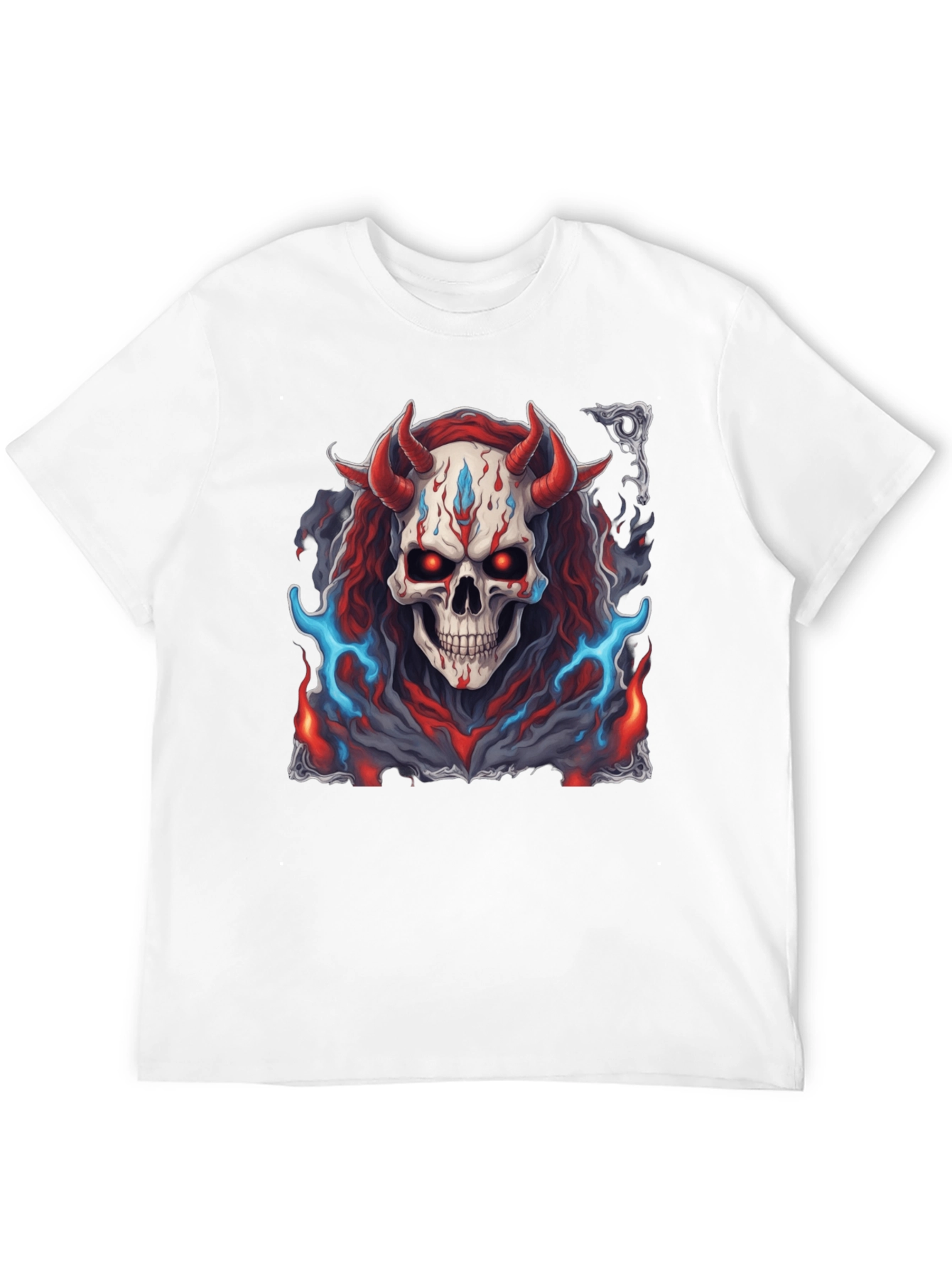 Skull Demon Graphic Tee - Dark Fantasy Style