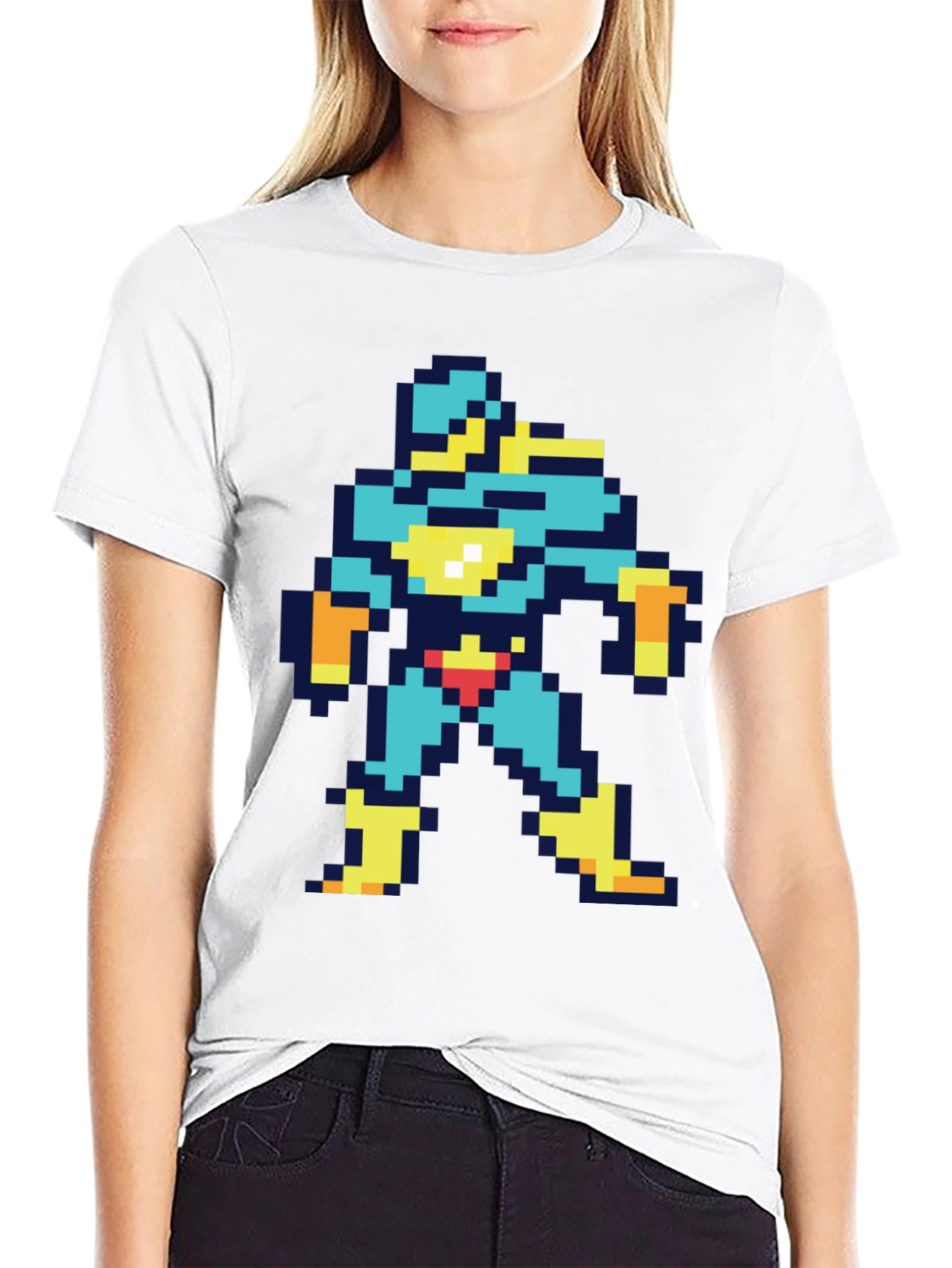 Retro 8-Bit Pixel Hero Graphic Black T-Shirt