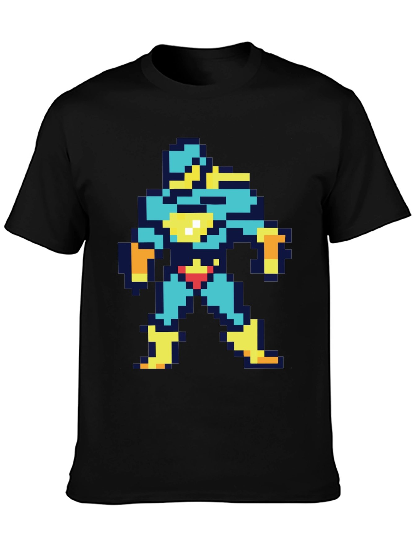 Retro 8-Bit Pixel Hero Graphic Black T-Shirt