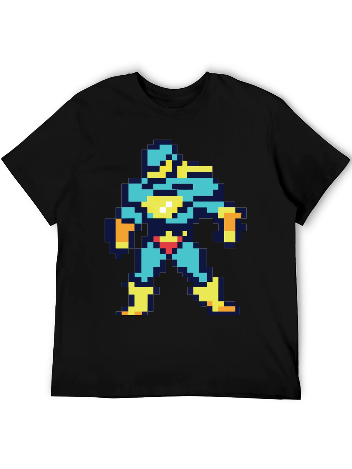 Retro 8-Bit Pixel Hero Graphic Black T-Shirt