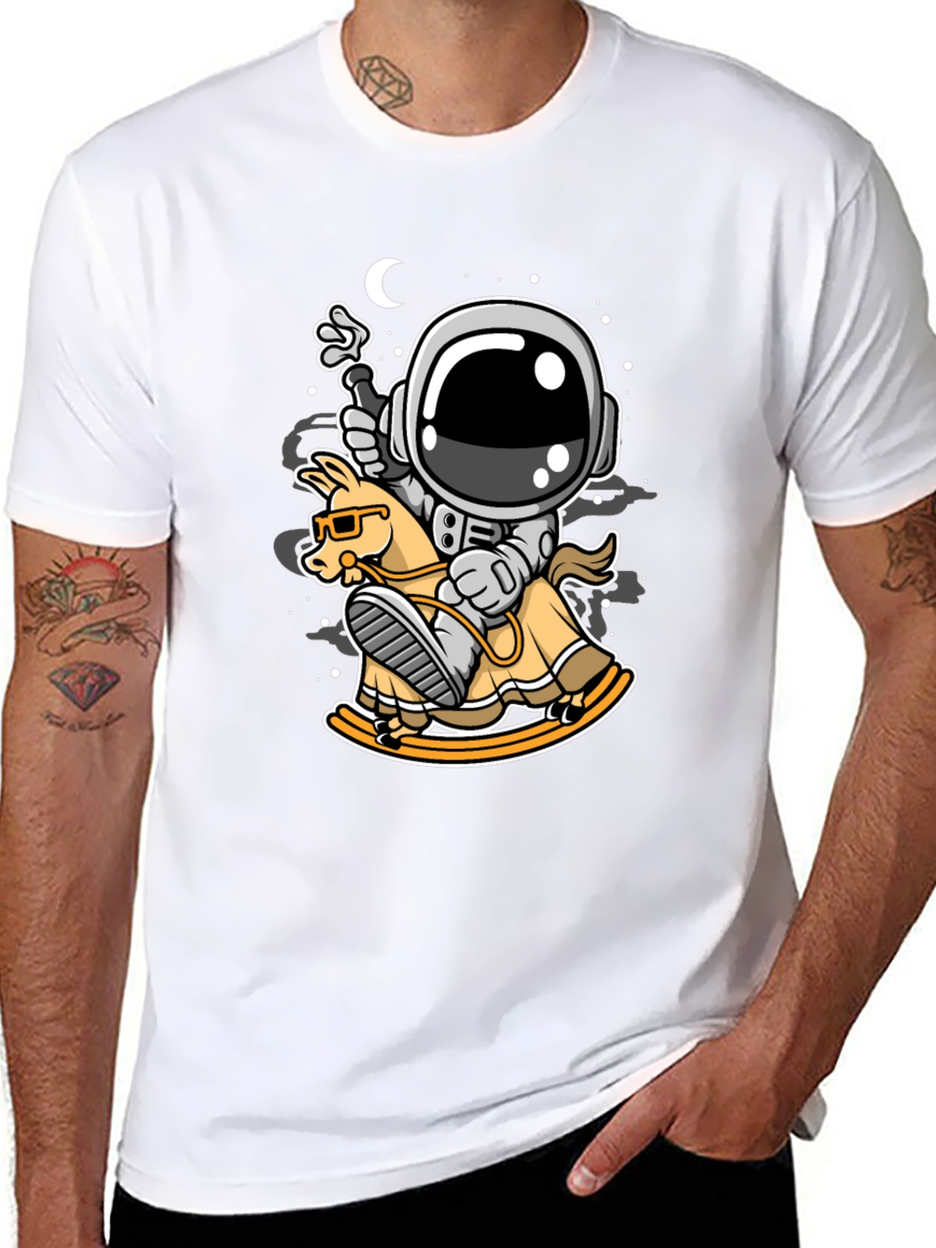 Astronaut on Rocking Horse Graphic Tee