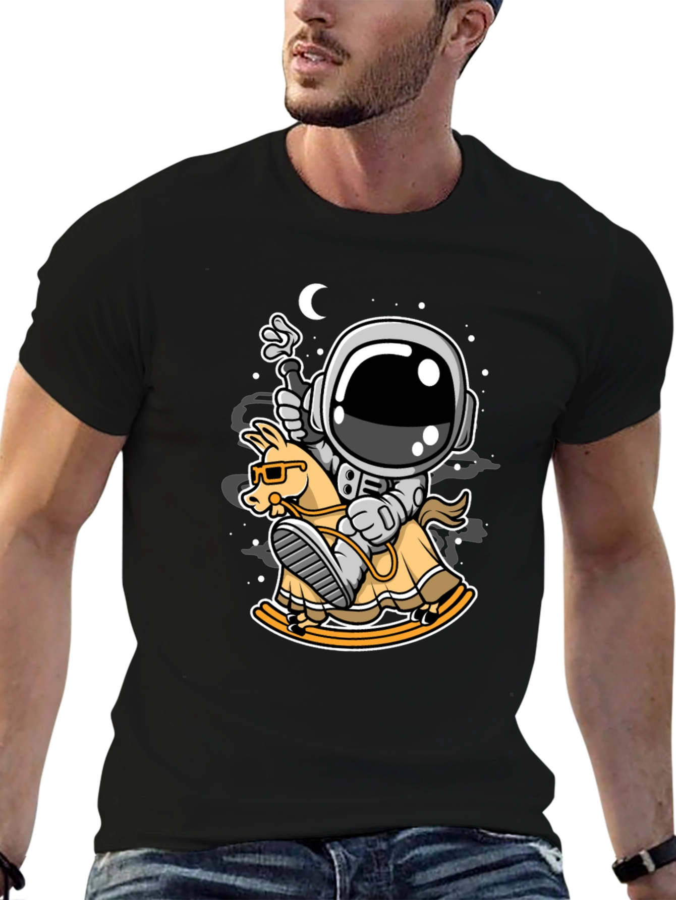 Astronaut on Rocking Horse Graphic Tee