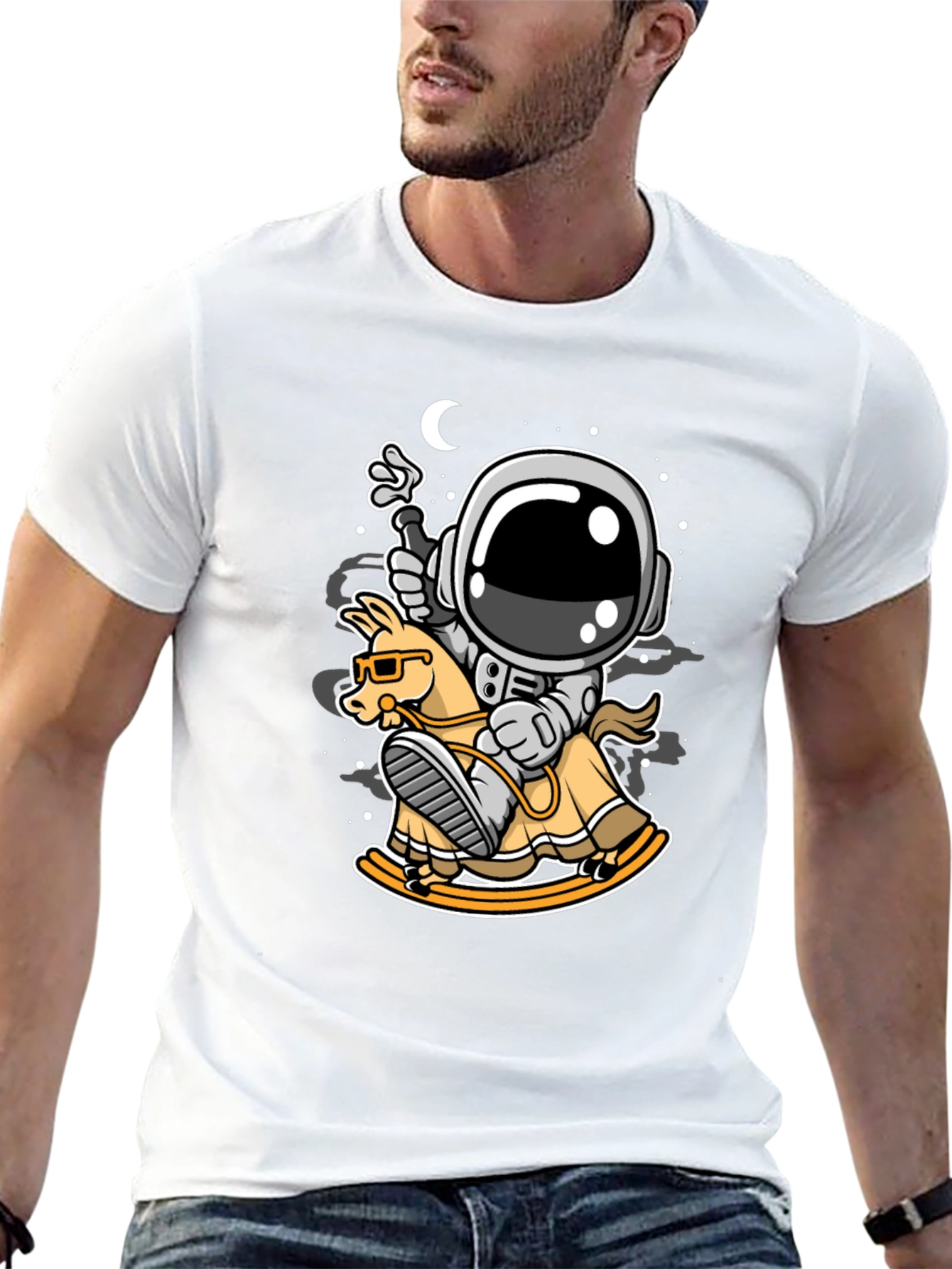 Astronaut on Rocking Horse Graphic Tee