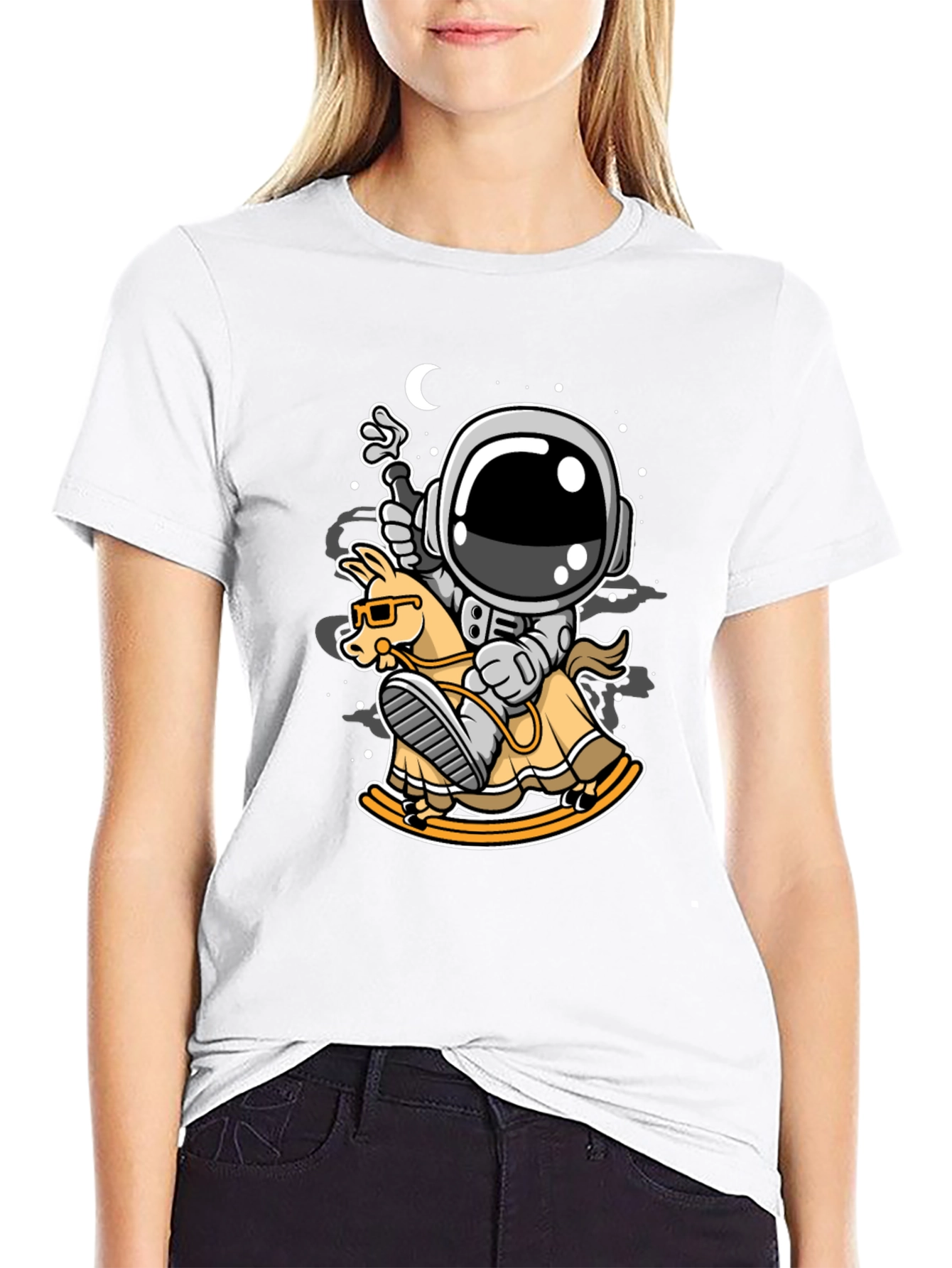 Astronaut on Rocking Horse Graphic Tee