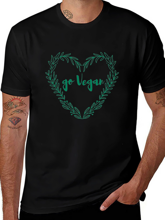 Go Vegan T-Shirt Heart Wreath Design