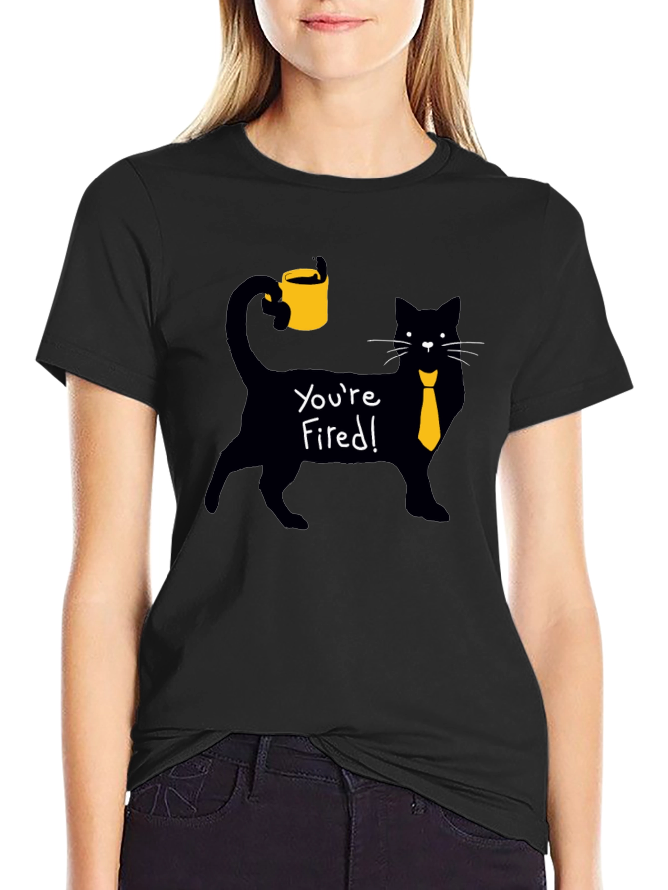 Youre Fired! Cat T-Shirt - Novelty Graphic Tee