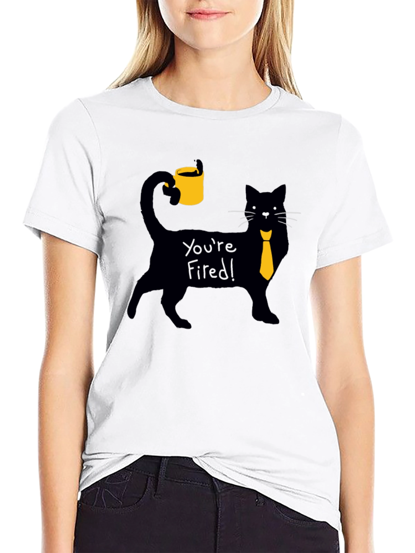 Youre Fired! Cat T-Shirt - Novelty Graphic Tee