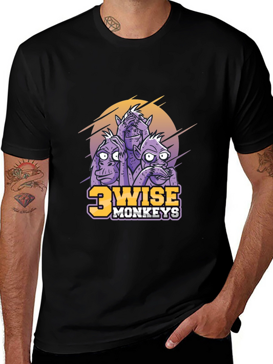 3 Wise Monkeys Graphic T-Shirt - Hear See Speak No Evil