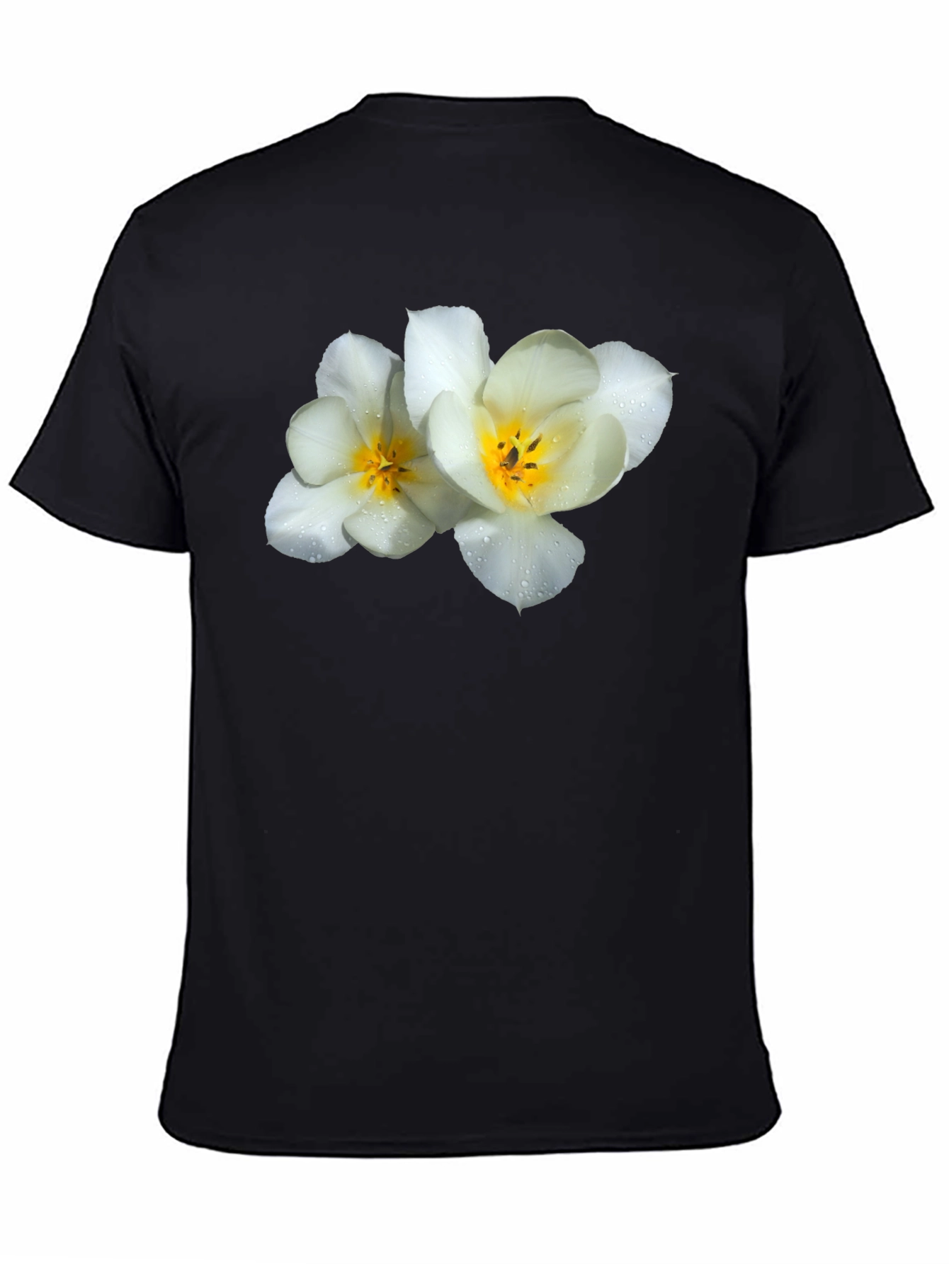 Floral Graphic Tee - White Flowers on Black