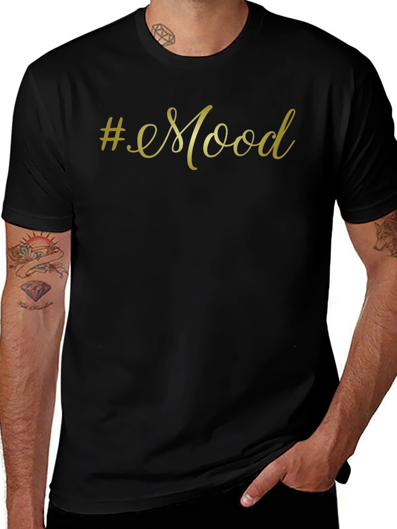 #Mood Black T-Shirt - Casual Style