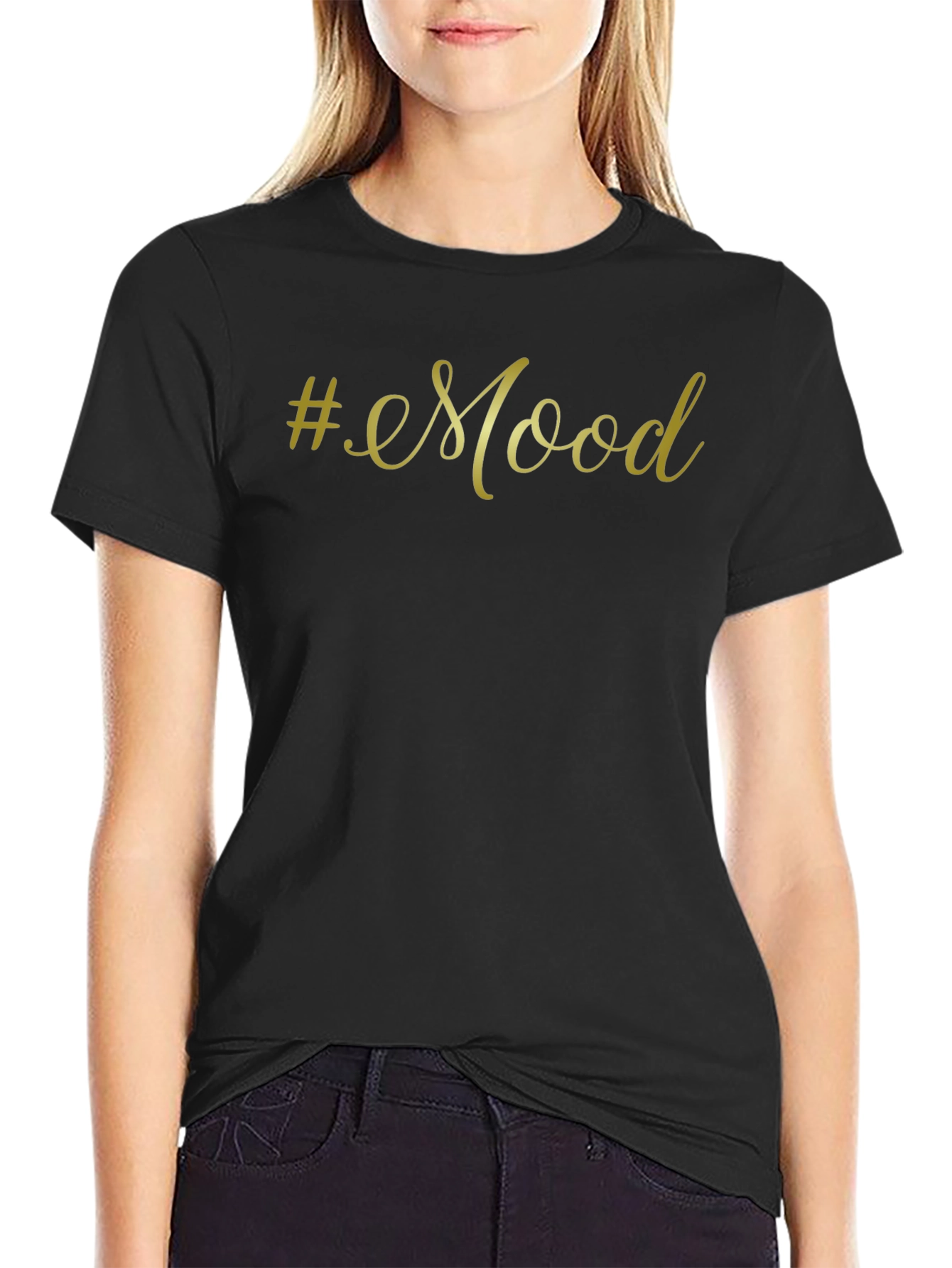 #Mood Black T-Shirt - Casual Style