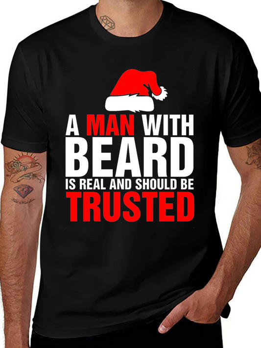 Bearded Man Santa Hat T-Shirt