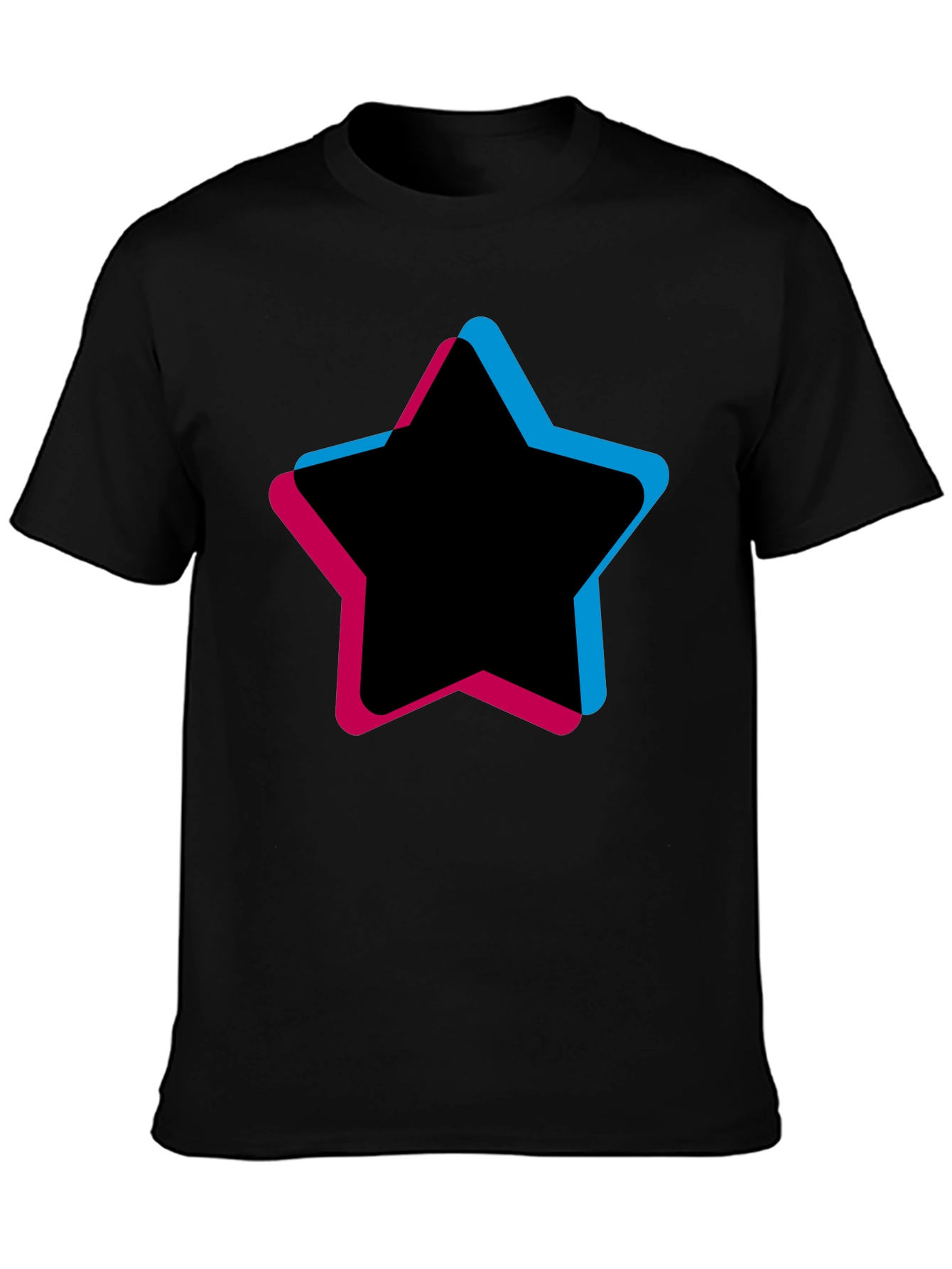 Mens Black T-Shirt with Star Graphic
