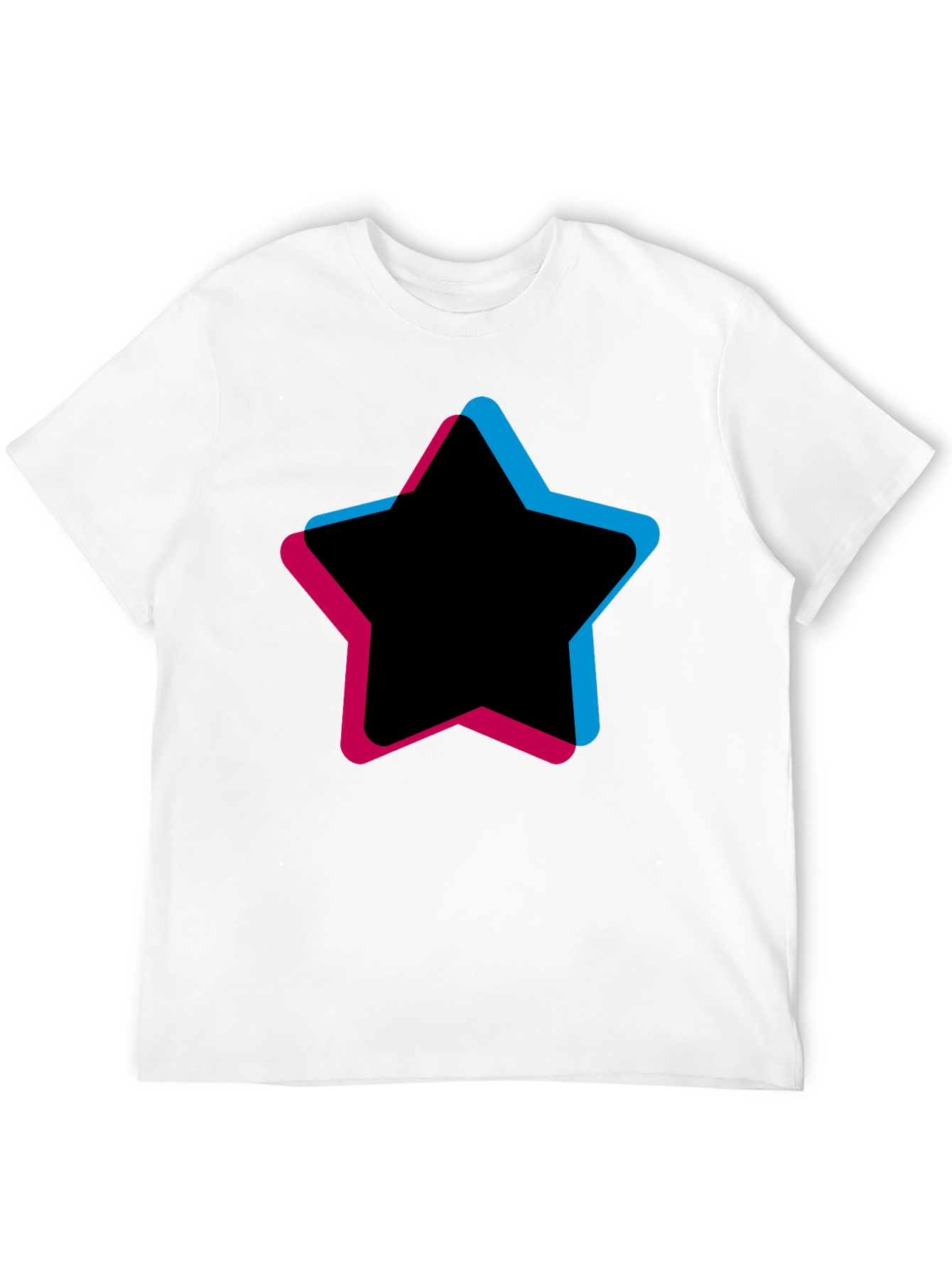 Mens Black T-Shirt with Star Graphic