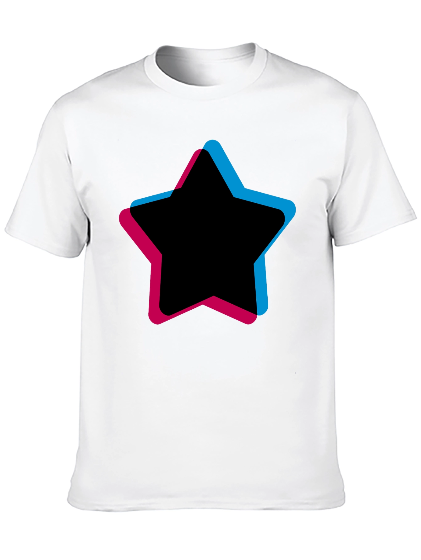 Mens Black T-Shirt with Star Graphic