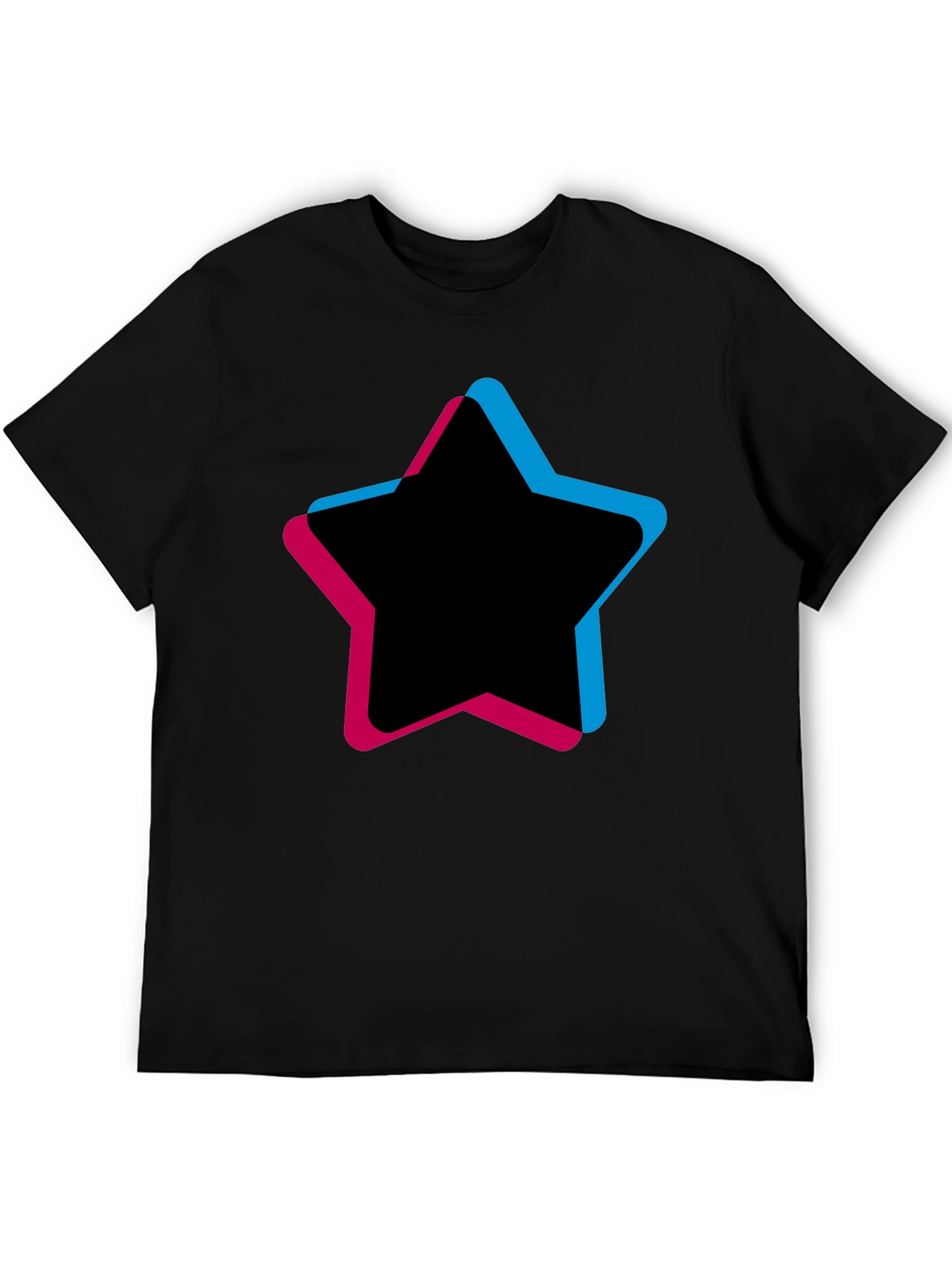 Mens Black T-Shirt with Star Graphic