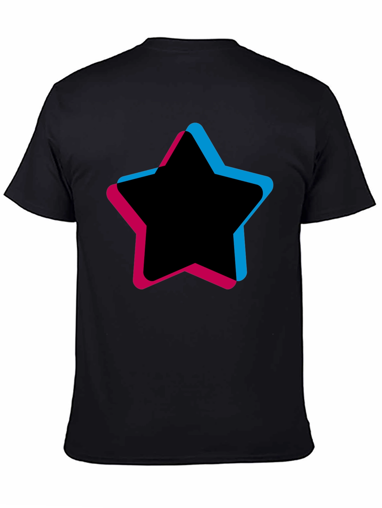 Mens Black T-Shirt with Star Graphic