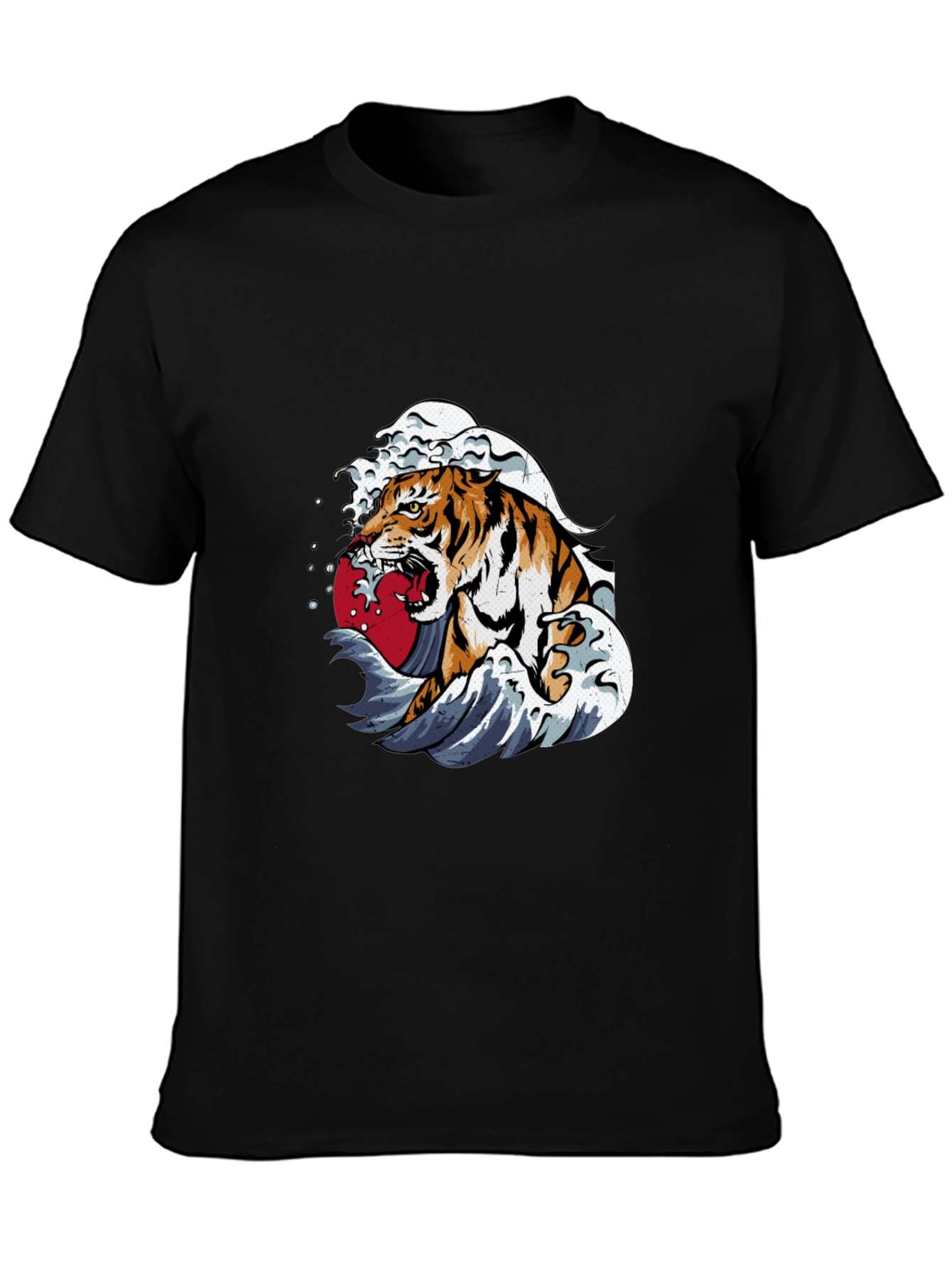 Tiger Wave Graphic Tee - Black