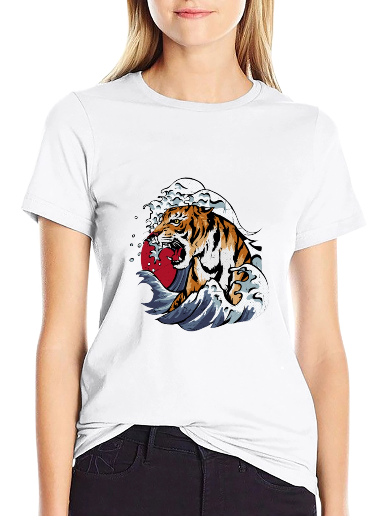 Tiger Wave Graphic Tee - Black