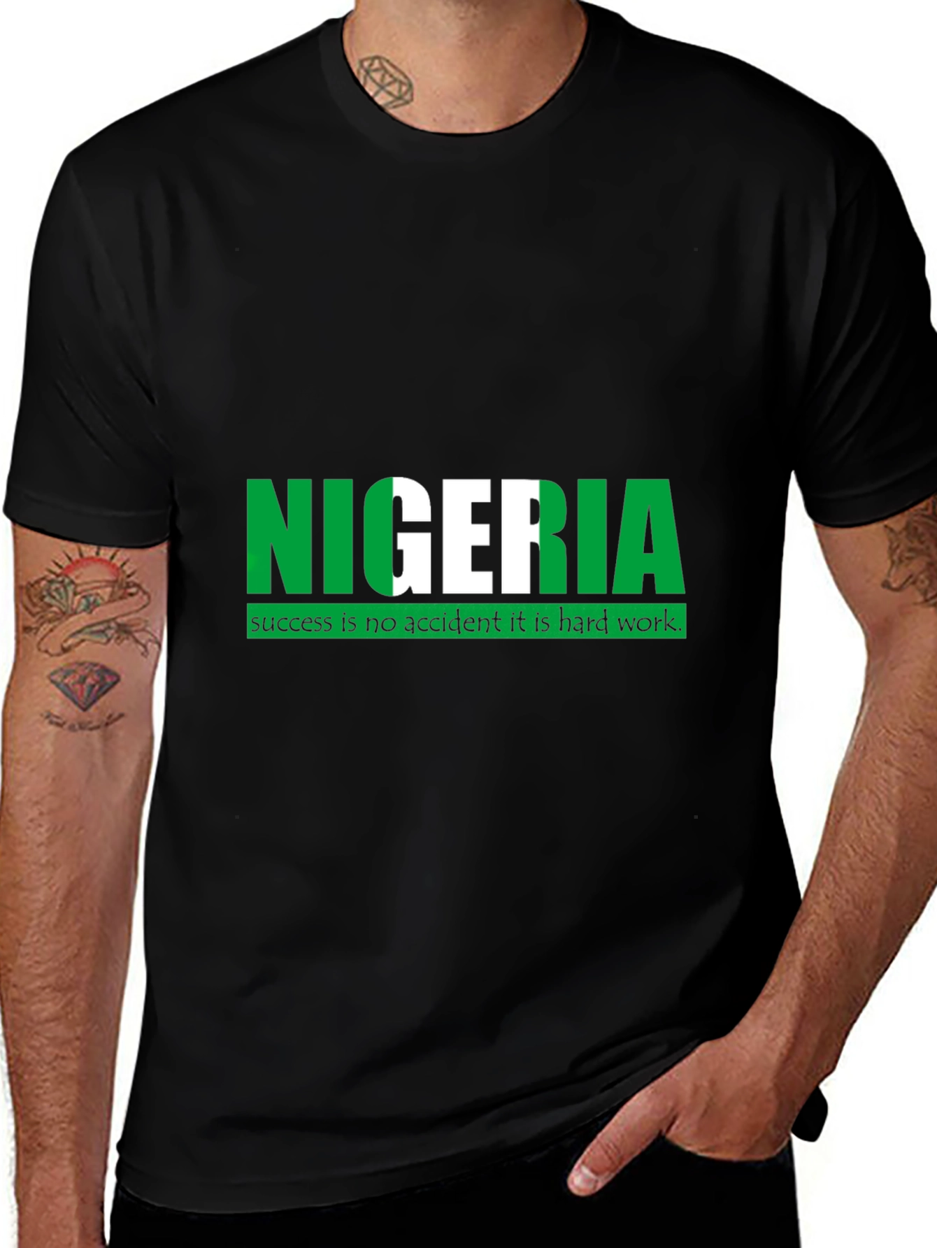 Nigeria Flag T-Shirt - Mens Black Tee