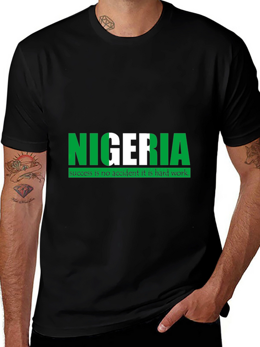Nigeria Flag T-Shirt - Mens Black Tee