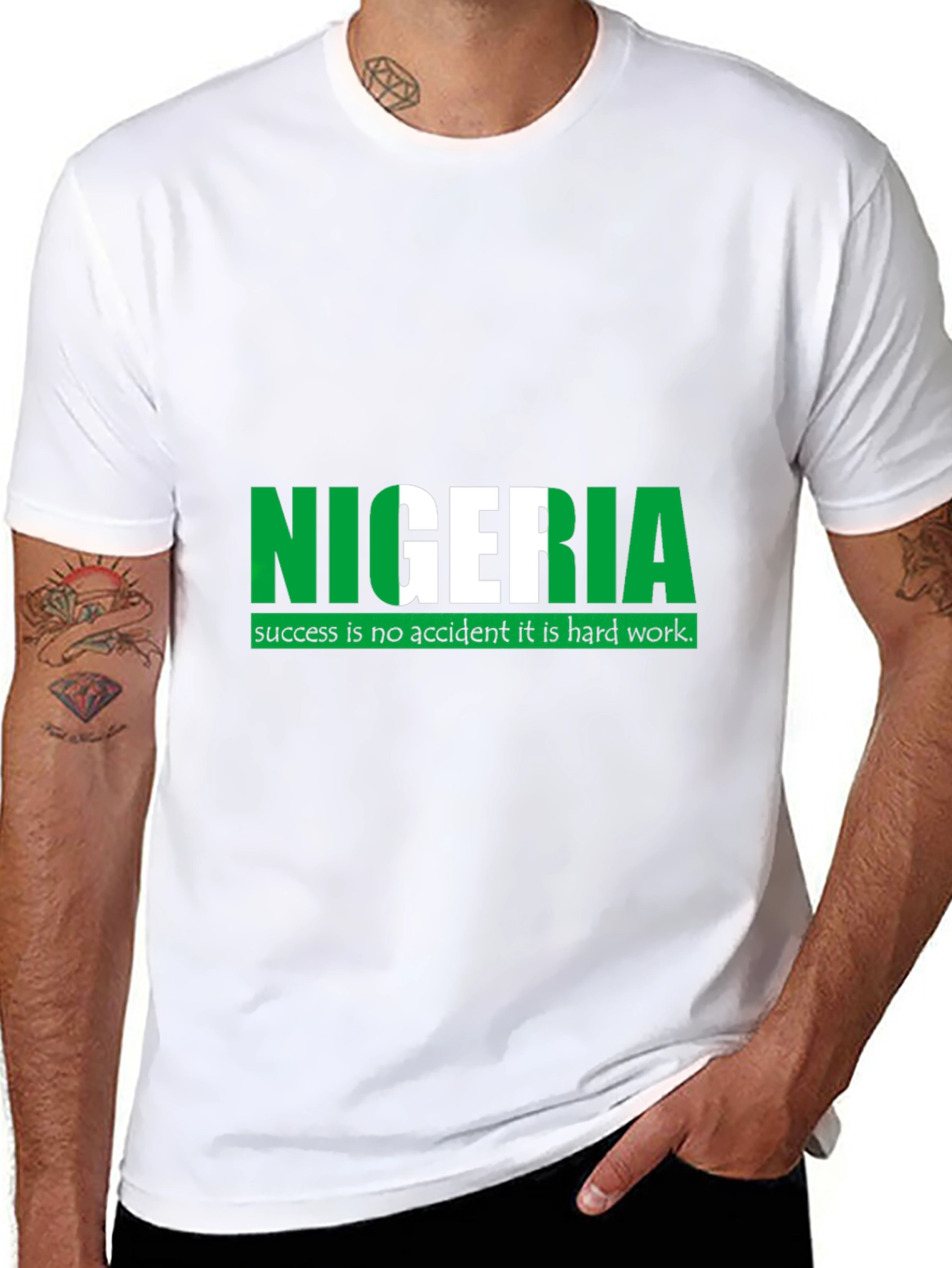 Nigeria Flag T-Shirt - Mens Black Tee