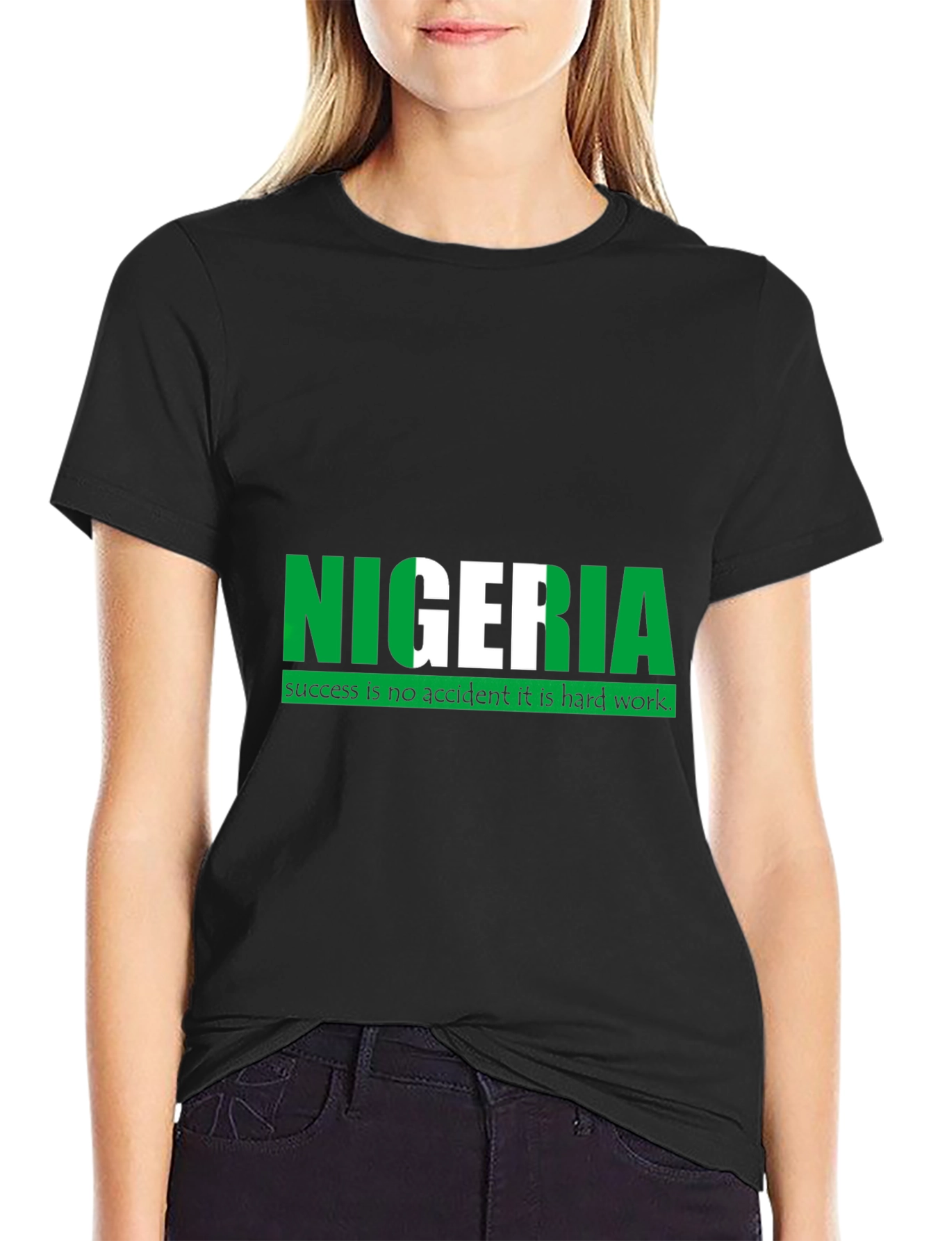 Nigeria Flag T-Shirt - Mens Black Tee