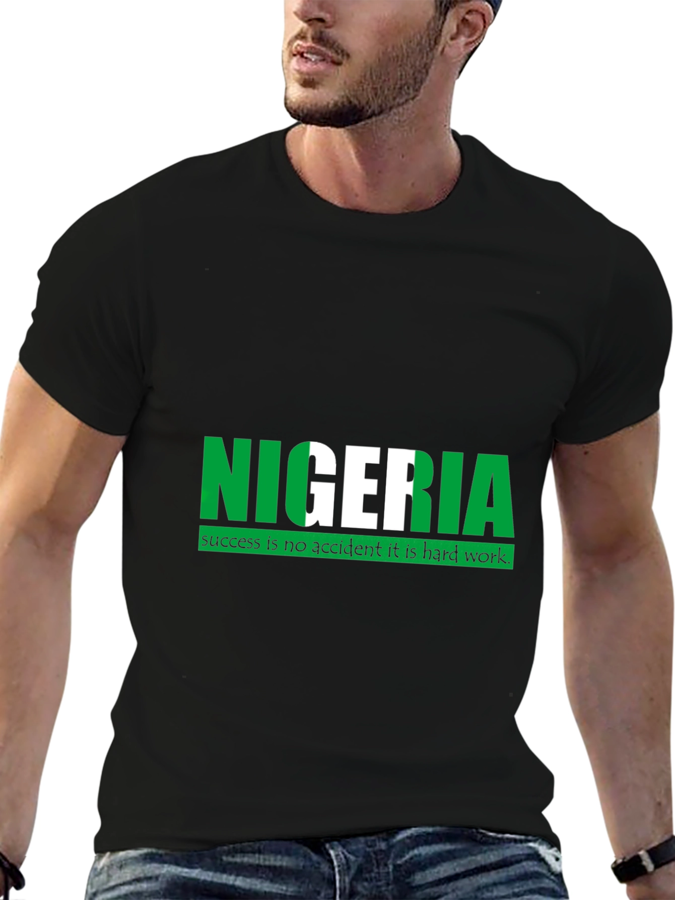 Nigeria Flag T-Shirt - Mens Black Tee