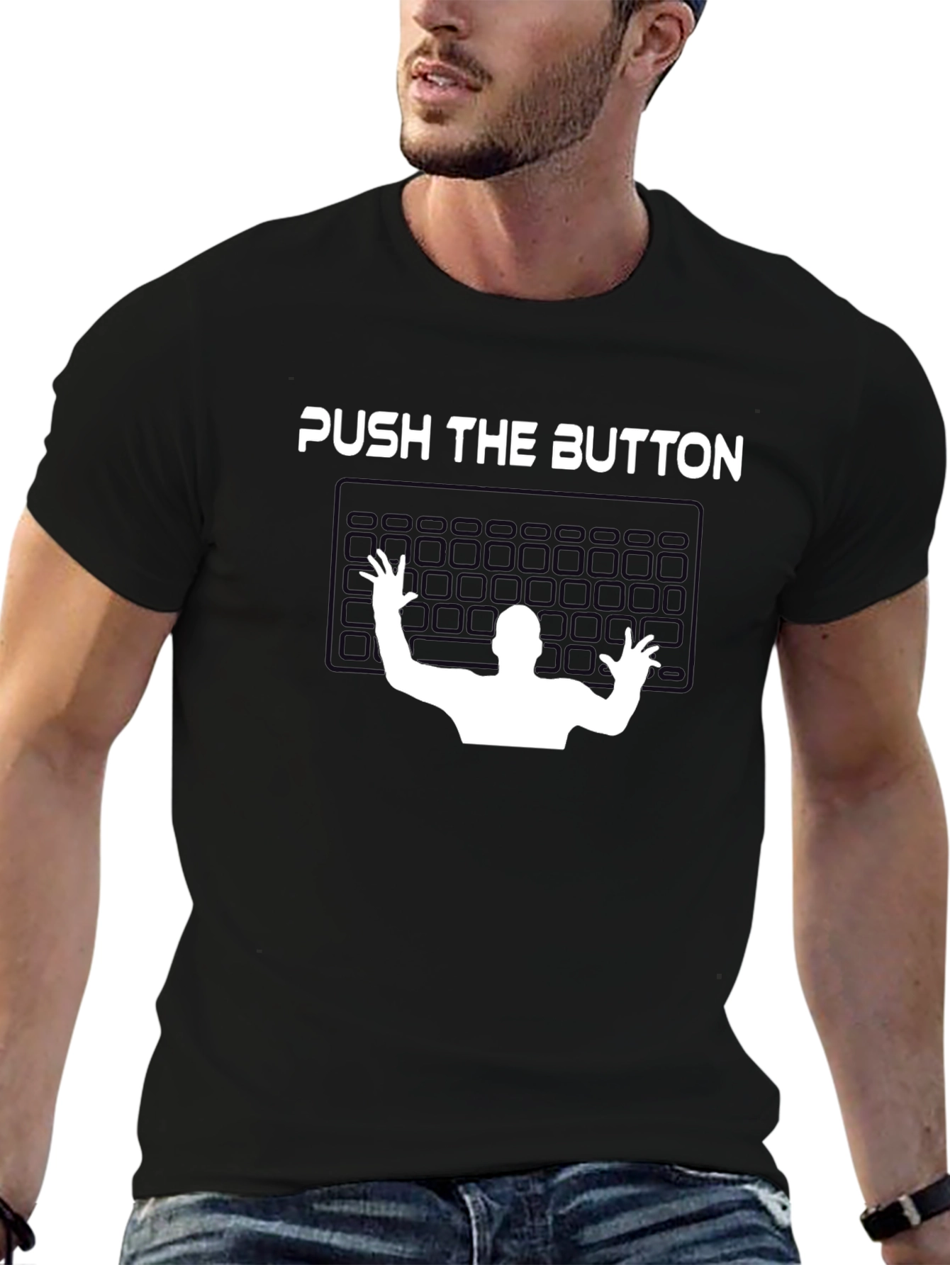 Push The Button Graphic Tee - Gamer T-Shirt