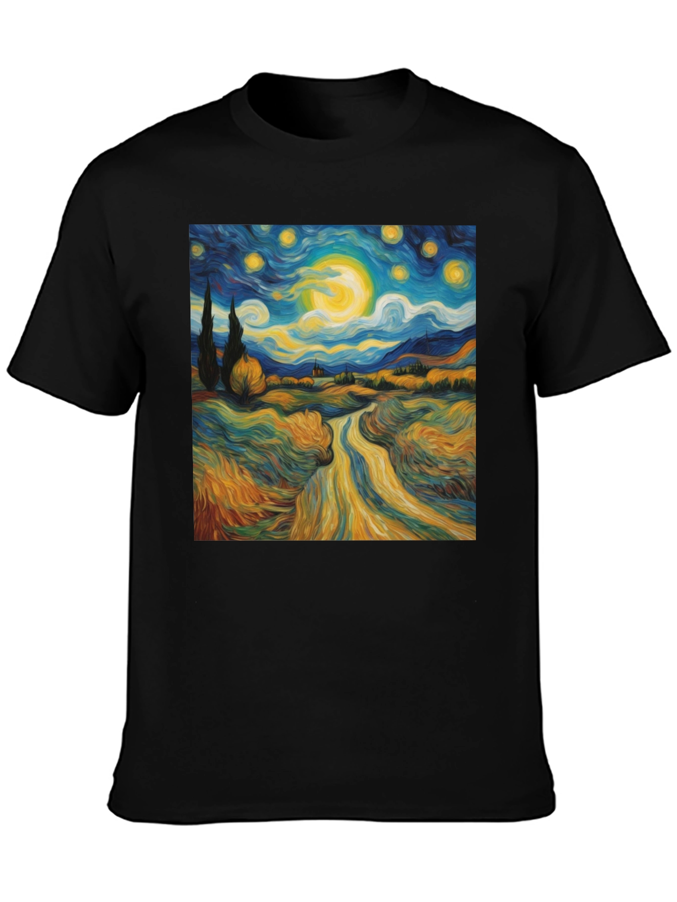 Starry Night Graphic Tee - Artistic Cotton T-Shirt