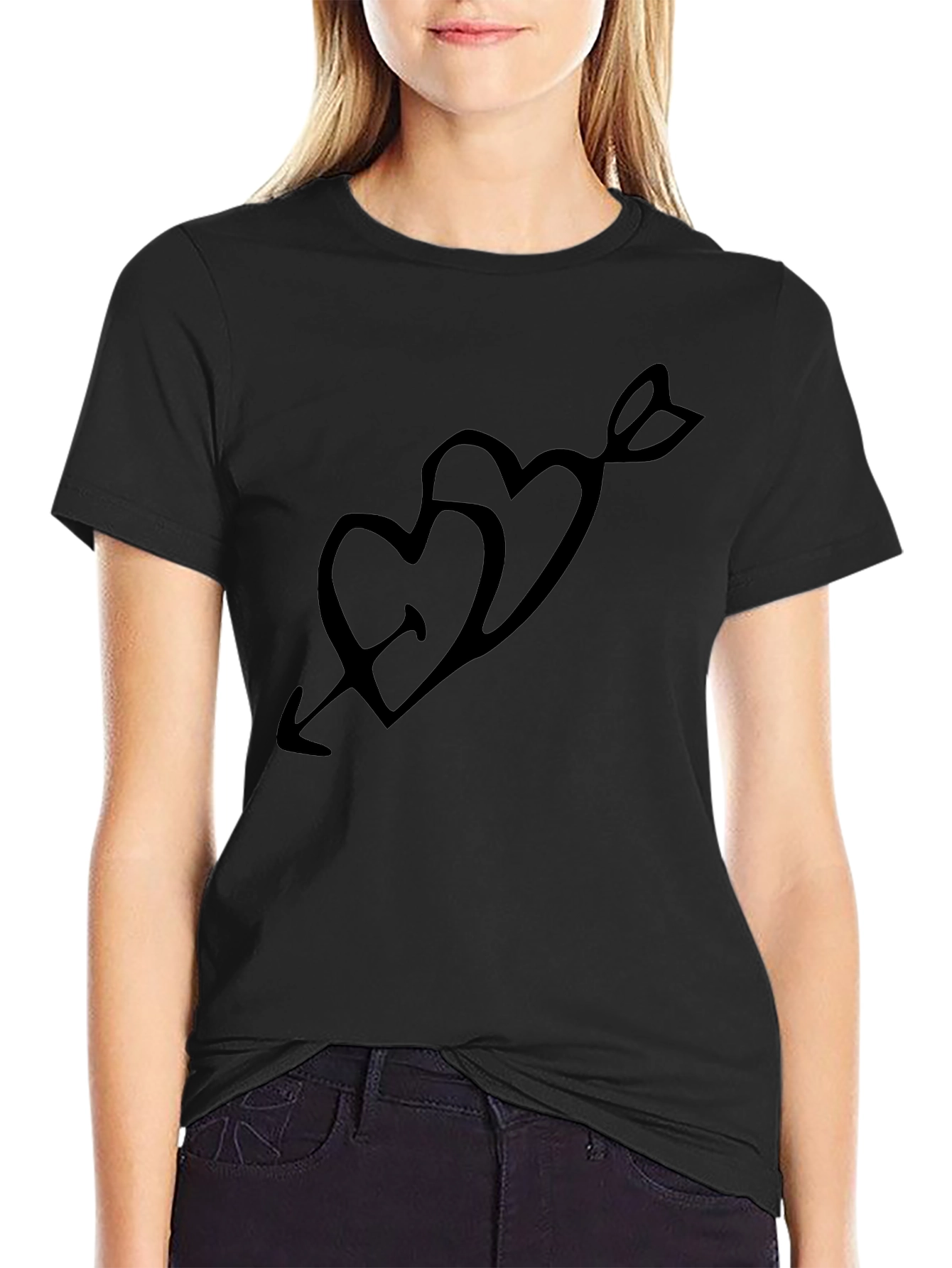 Love Arrow Graphic Black T-Shirt