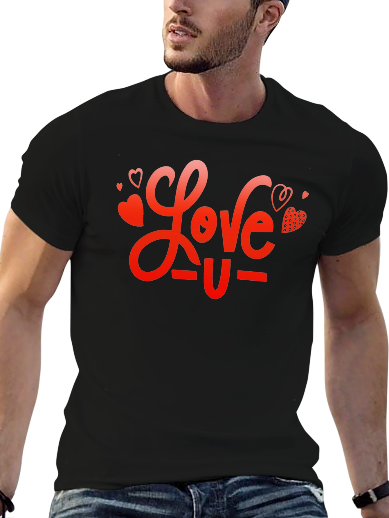 Love U Graphic Black T-Shirt
