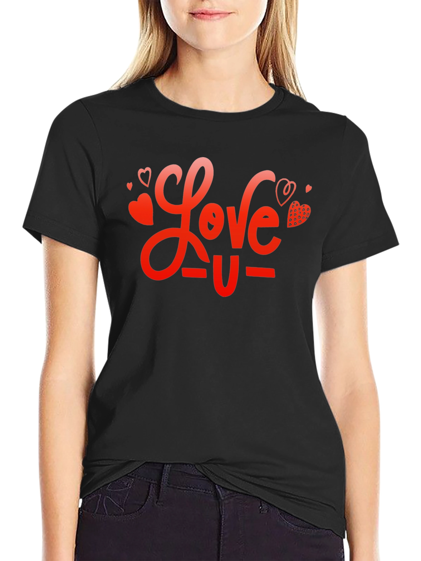 Love U Graphic Black T-Shirt