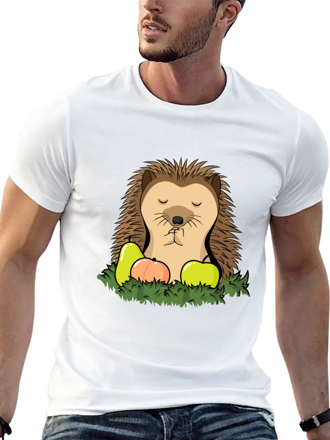 Funny Hedgehog T-Shirt with Fruit - Cute Cartoon Tee