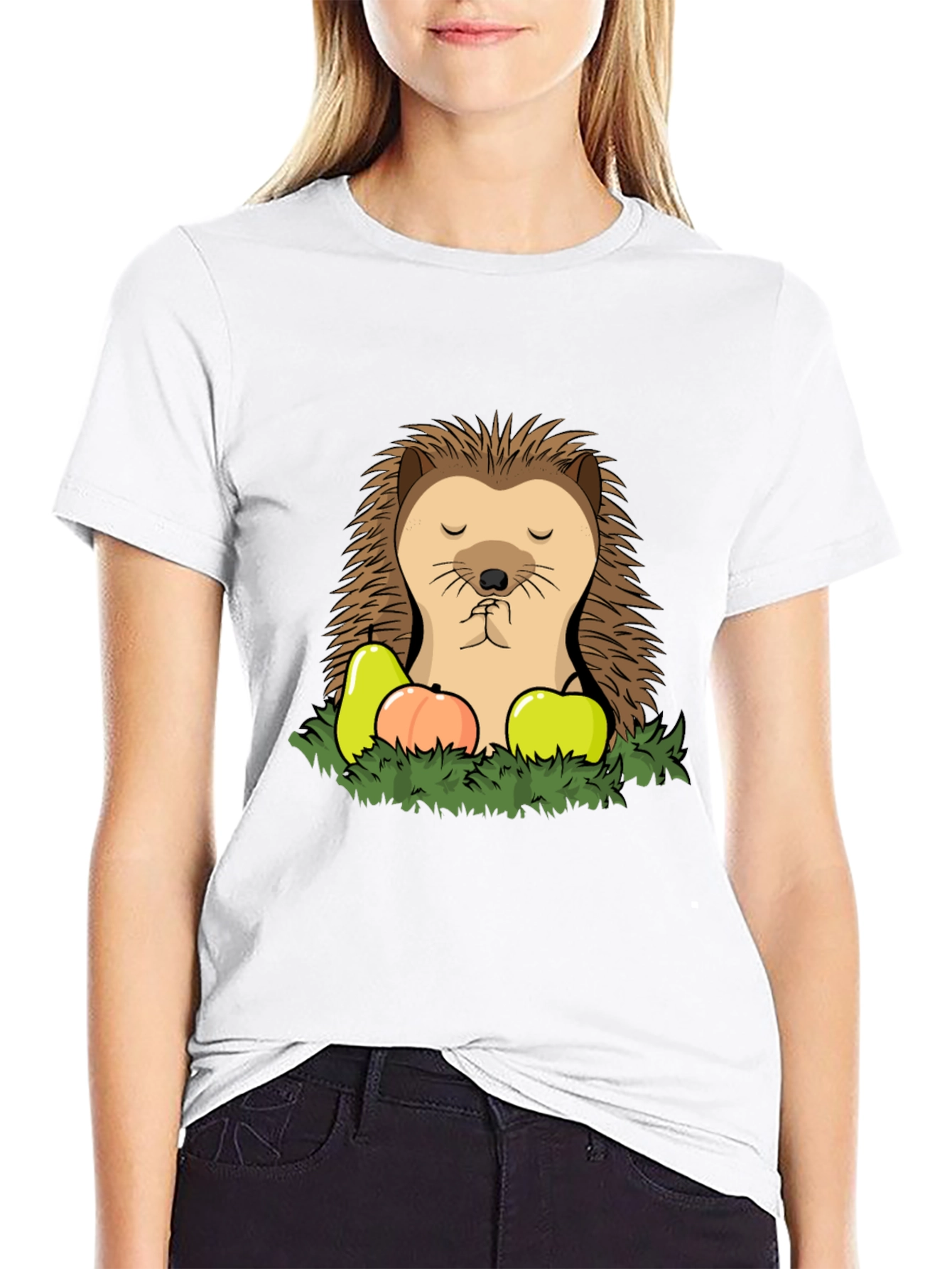 Funny Hedgehog T-Shirt with Fruit - Cute Cartoon Tee