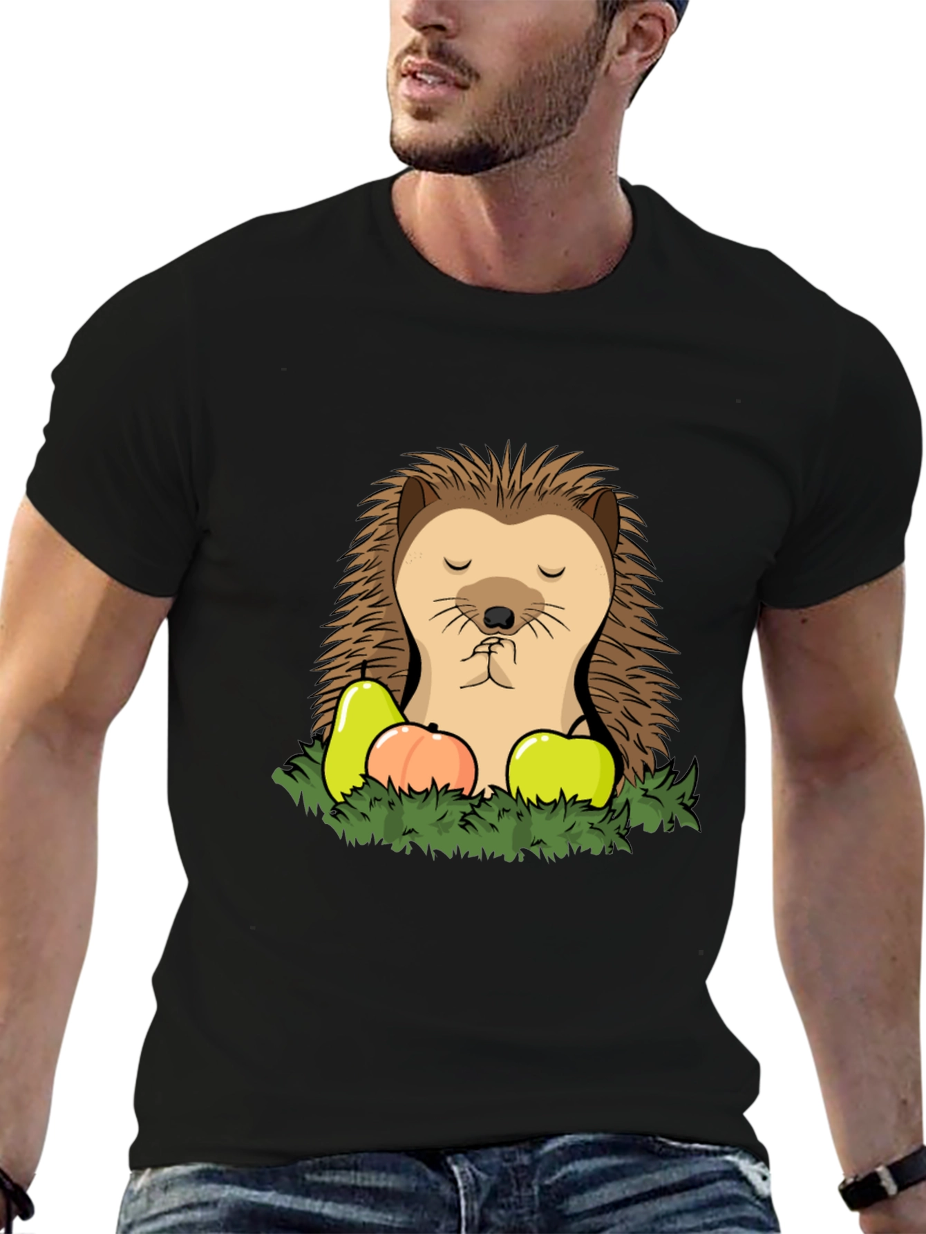 Funny Hedgehog T-Shirt with Fruit - Cute Cartoon Tee