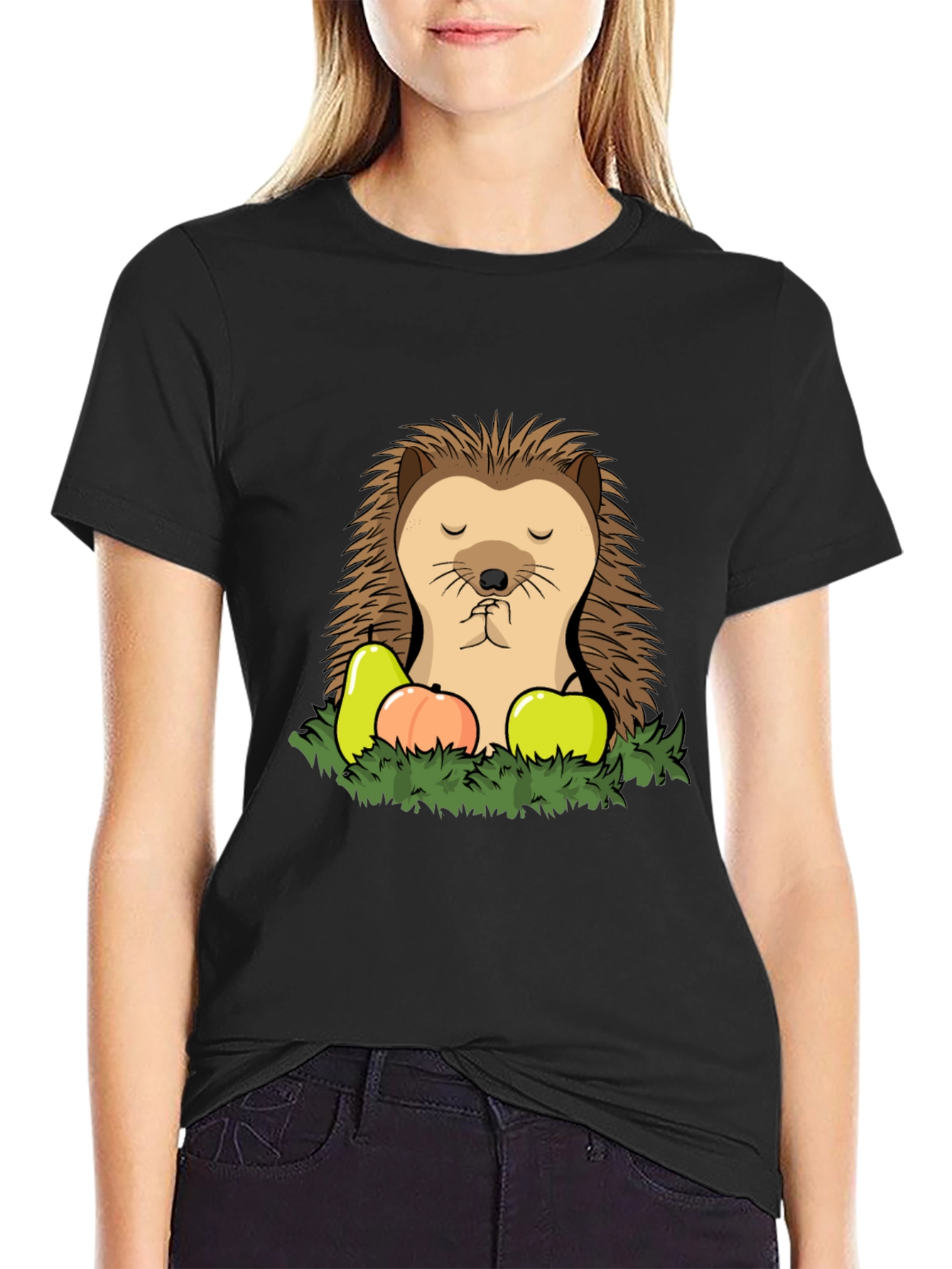 Funny Hedgehog T-Shirt with Fruit - Cute Cartoon Tee