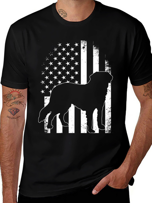Dog Silhouette American Flag T-Shirt