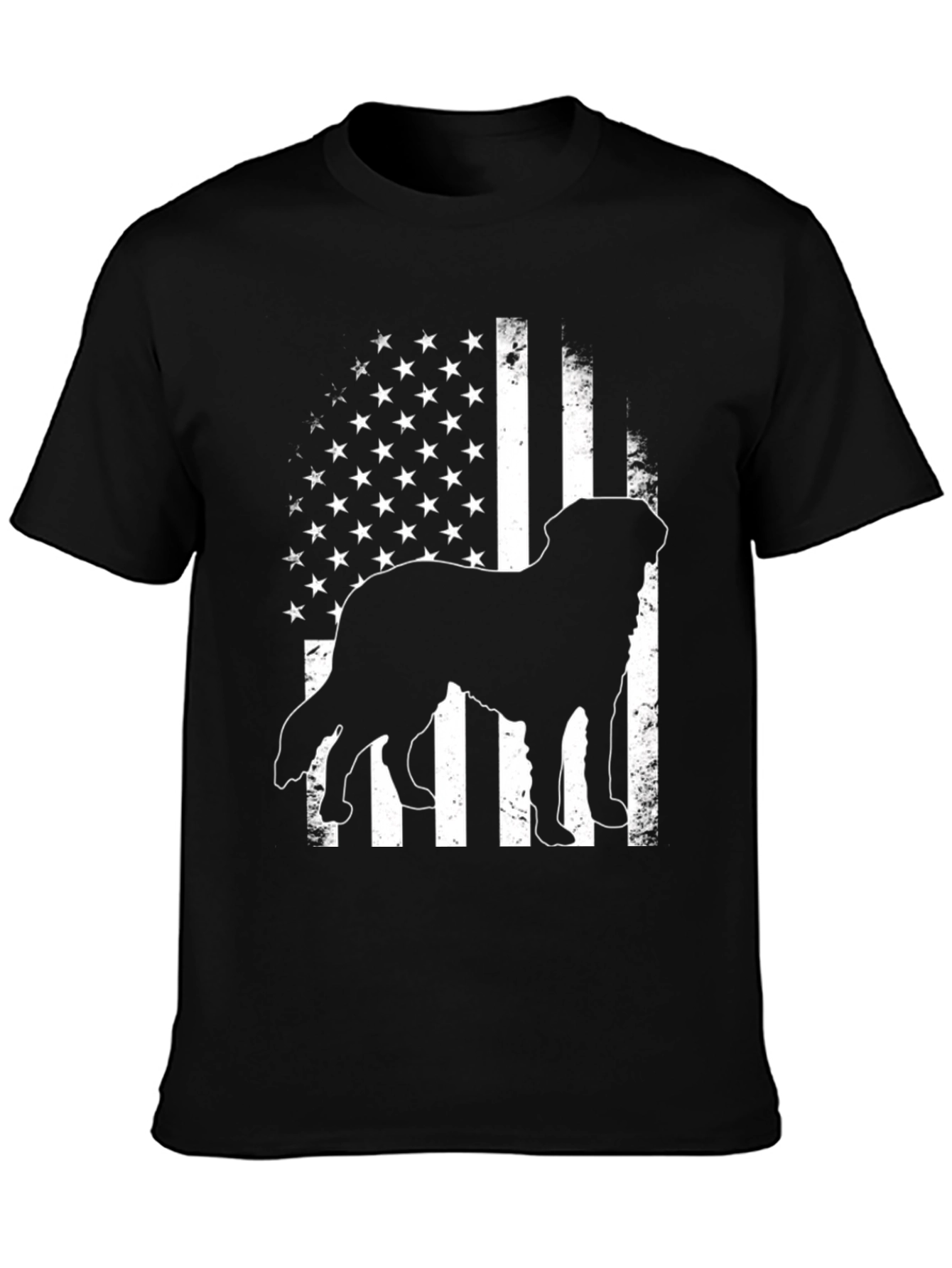Dog Silhouette American Flag T-Shirt