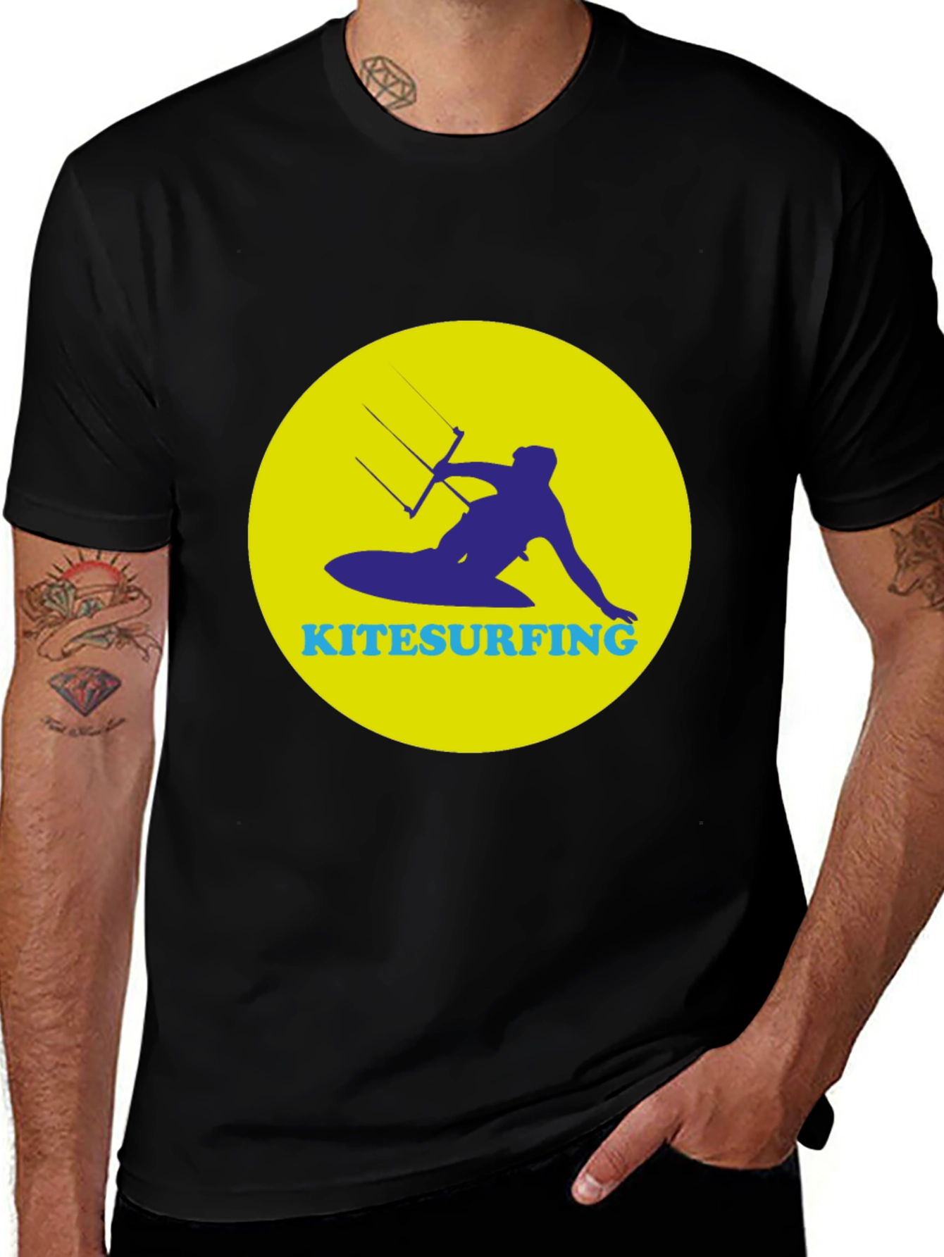 Kitesurfing Graphic T-Shirt - Black